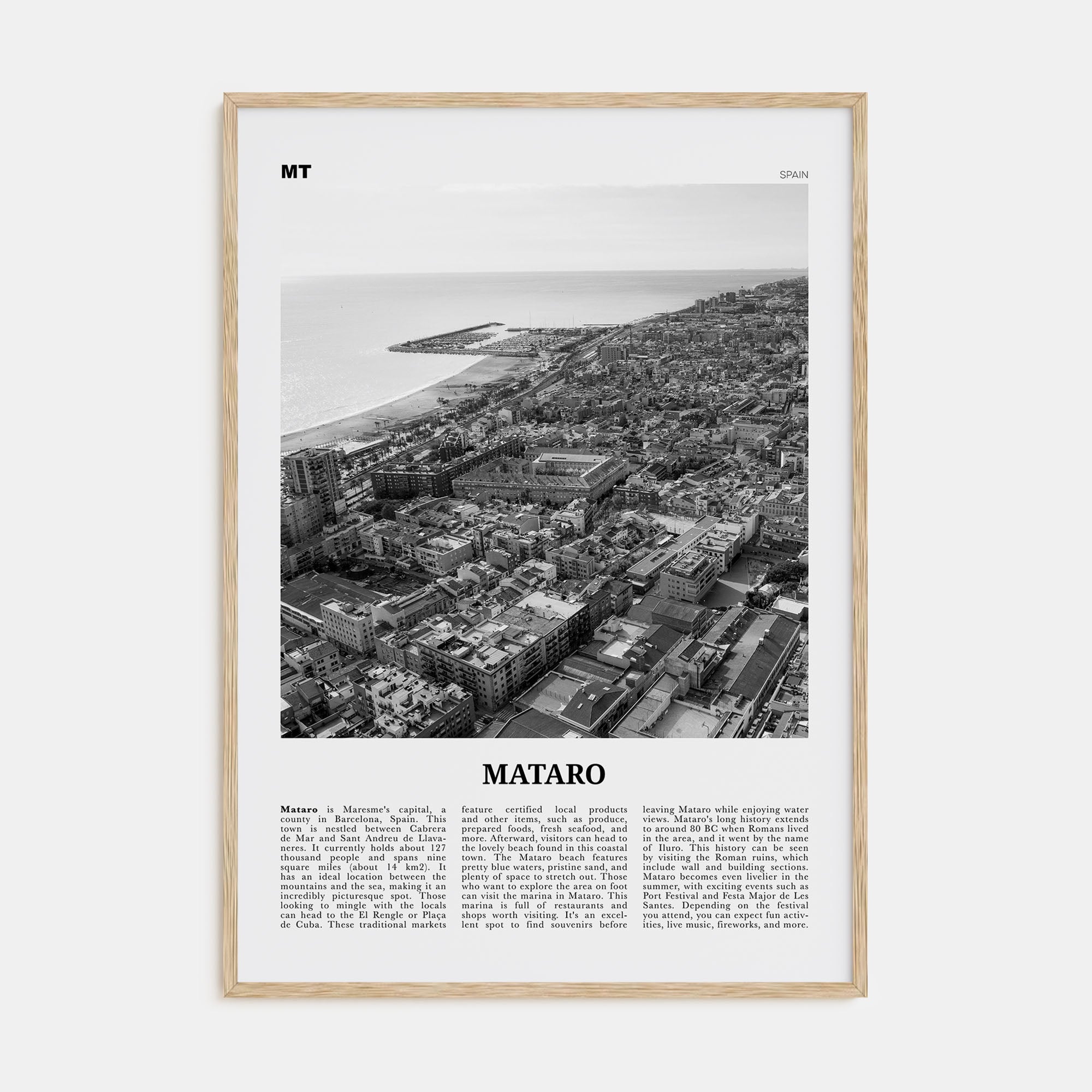 Mataro Travel B&W Poster