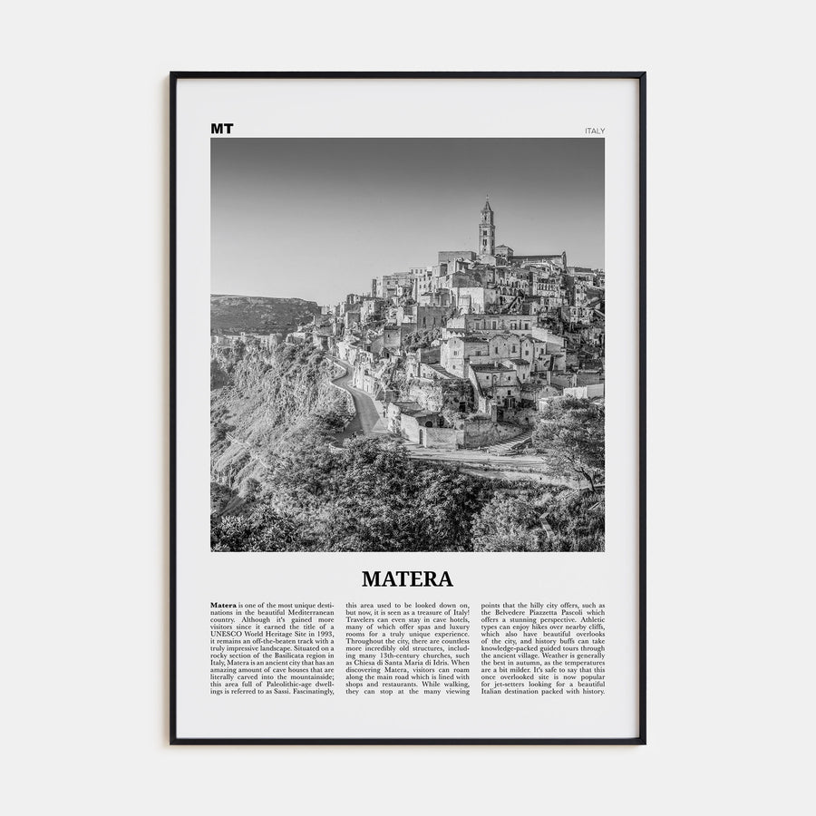 Matera Travel B&W Poster