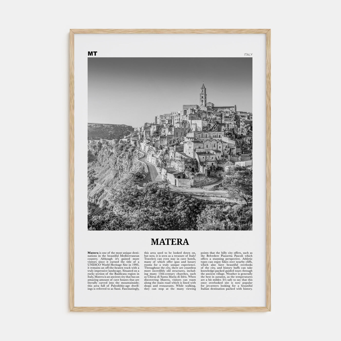 Matera Travel B&W Poster