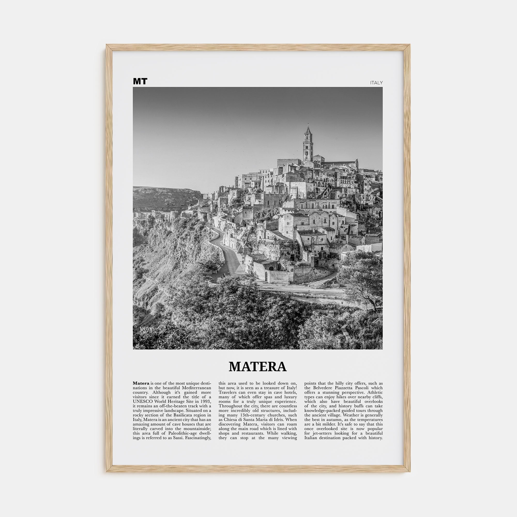 Matera Travel B&W Poster