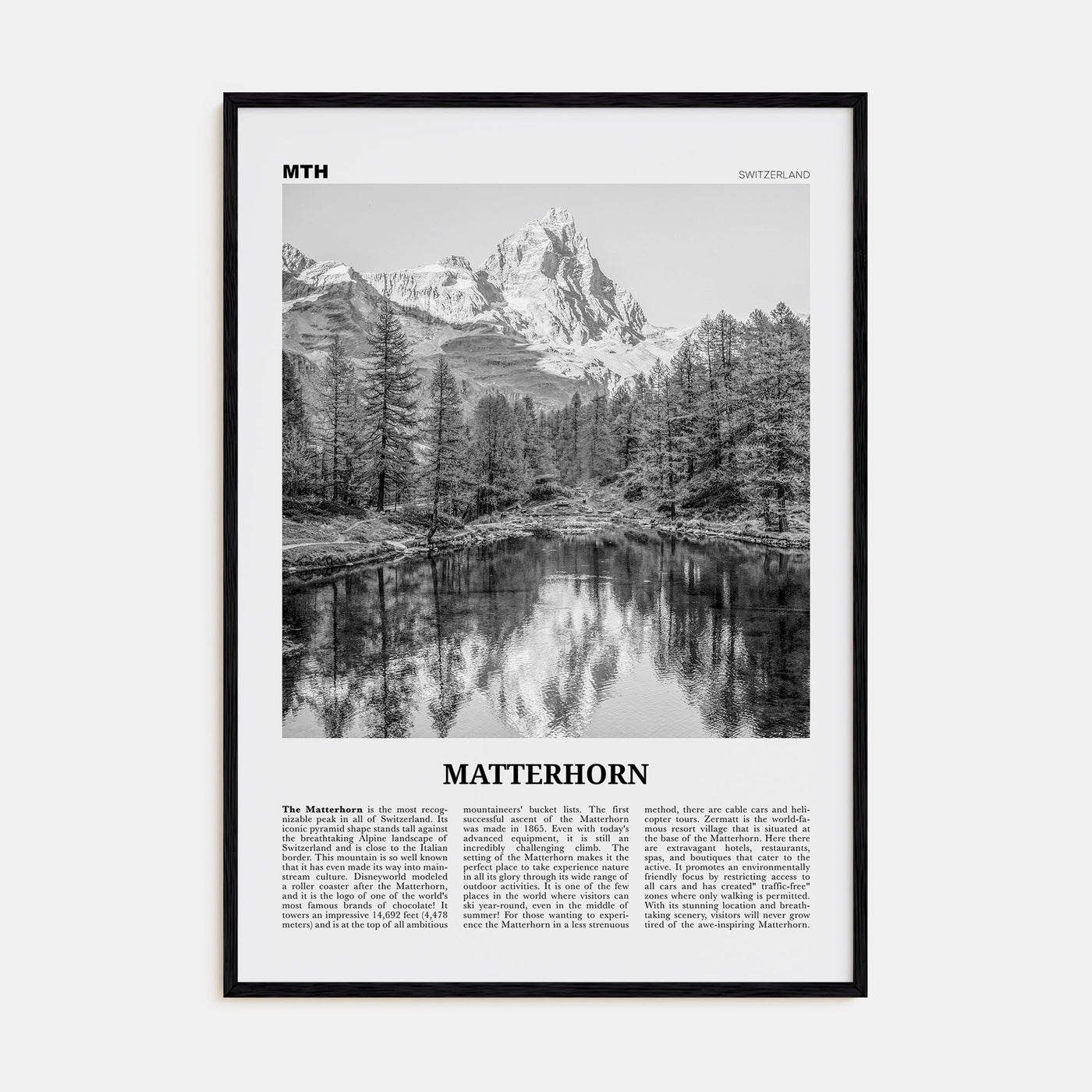 Matterhorn Travel B&W Poster