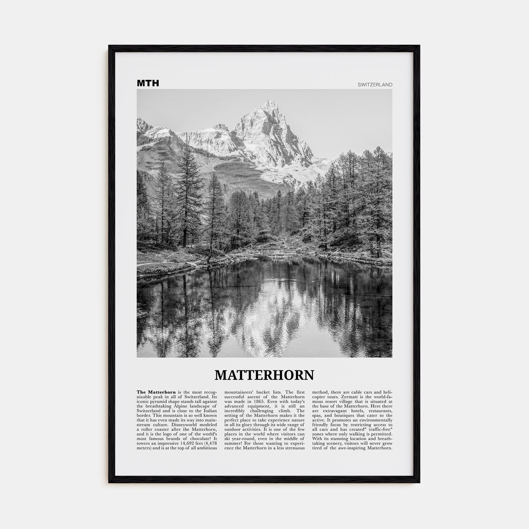 Matterhorn Travel B&W Poster