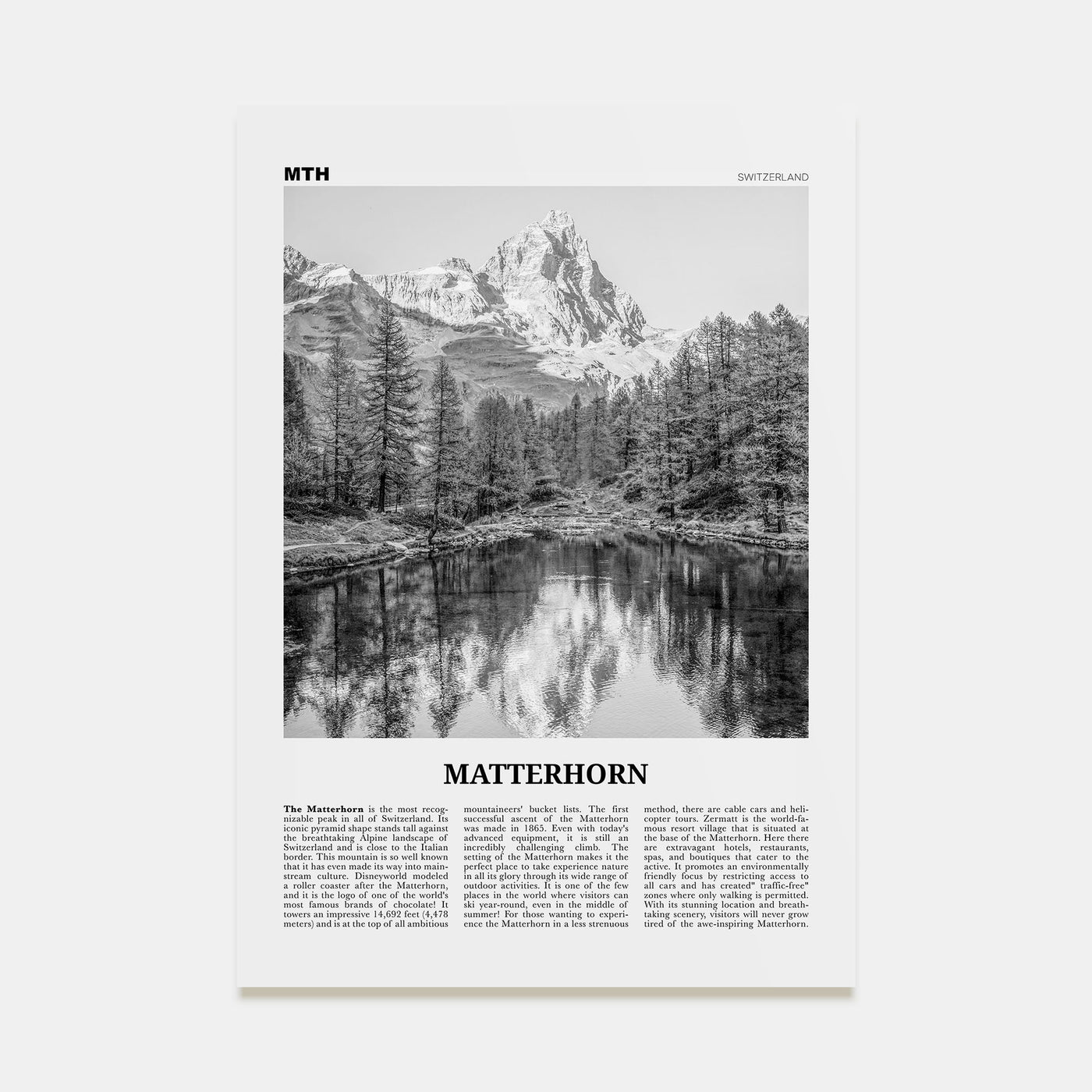 Matterhorn Travel B&W Poster