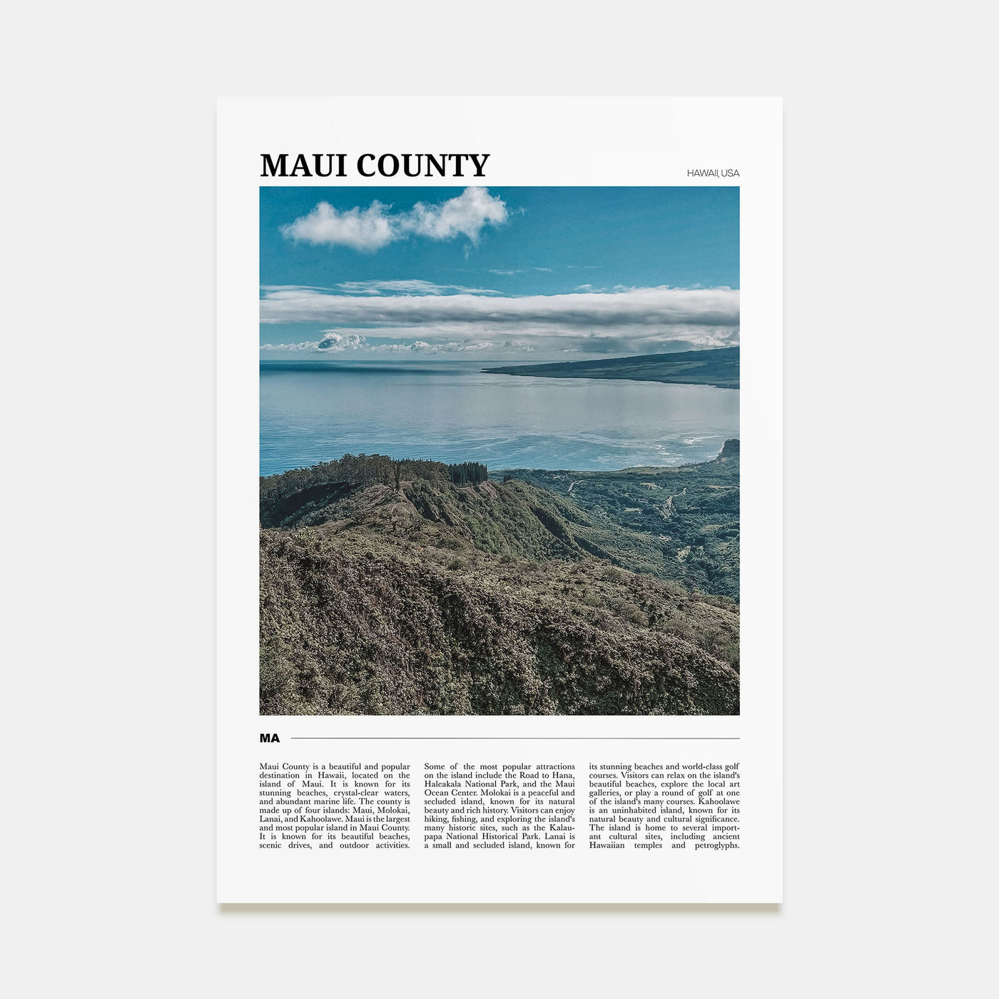 Maui County Travel Color Poster