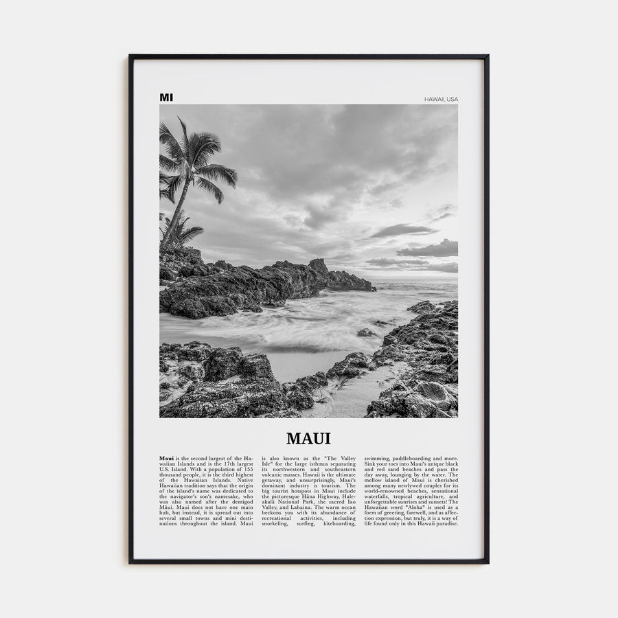 Maui Travel B&W No 1 Poster