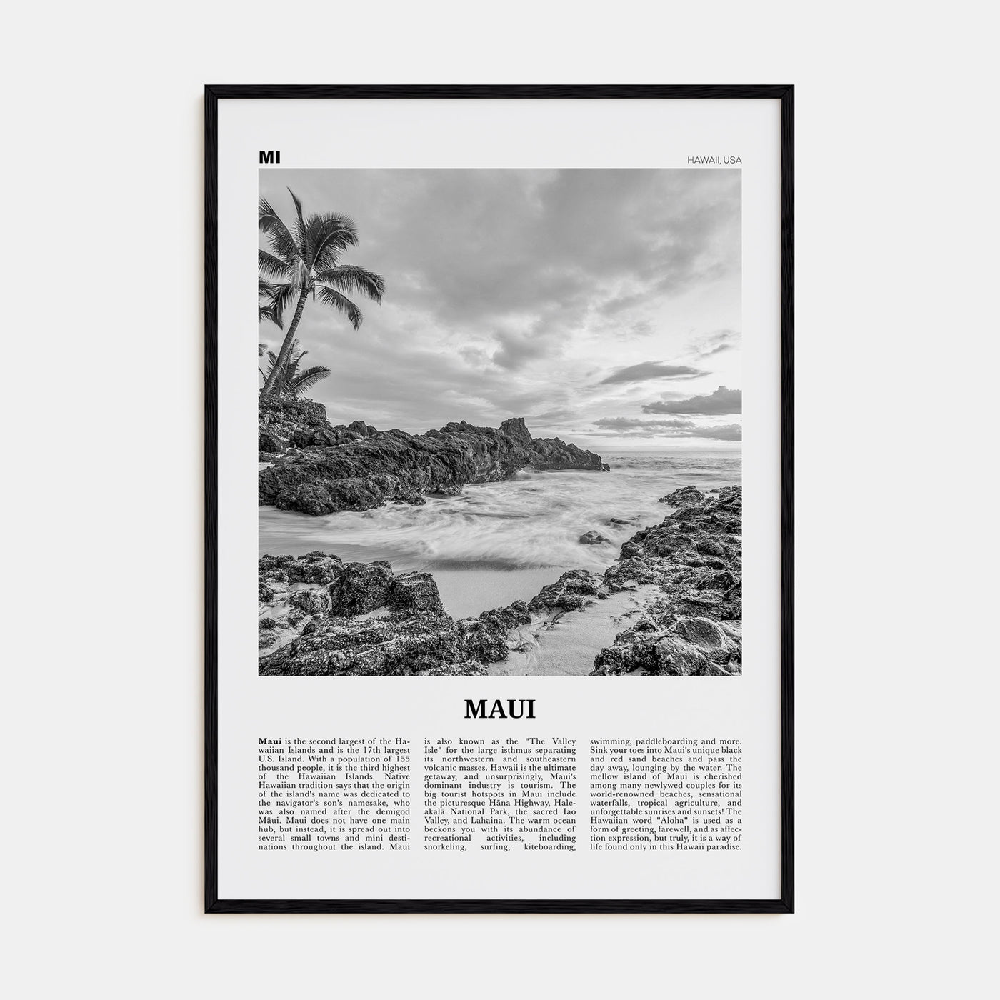 Maui Travel B&W No 1 Poster