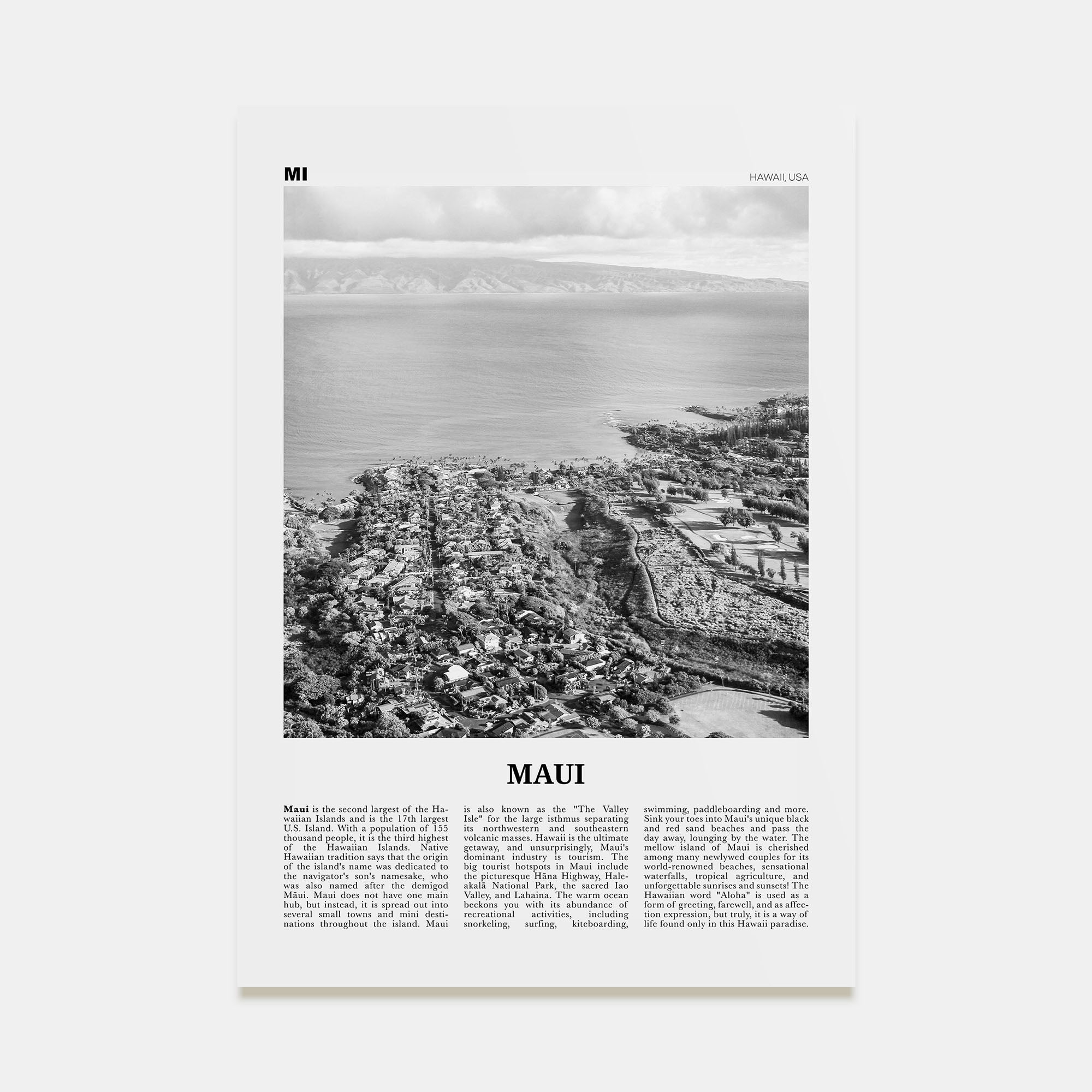 Maui Travel B&W No 2 Poster