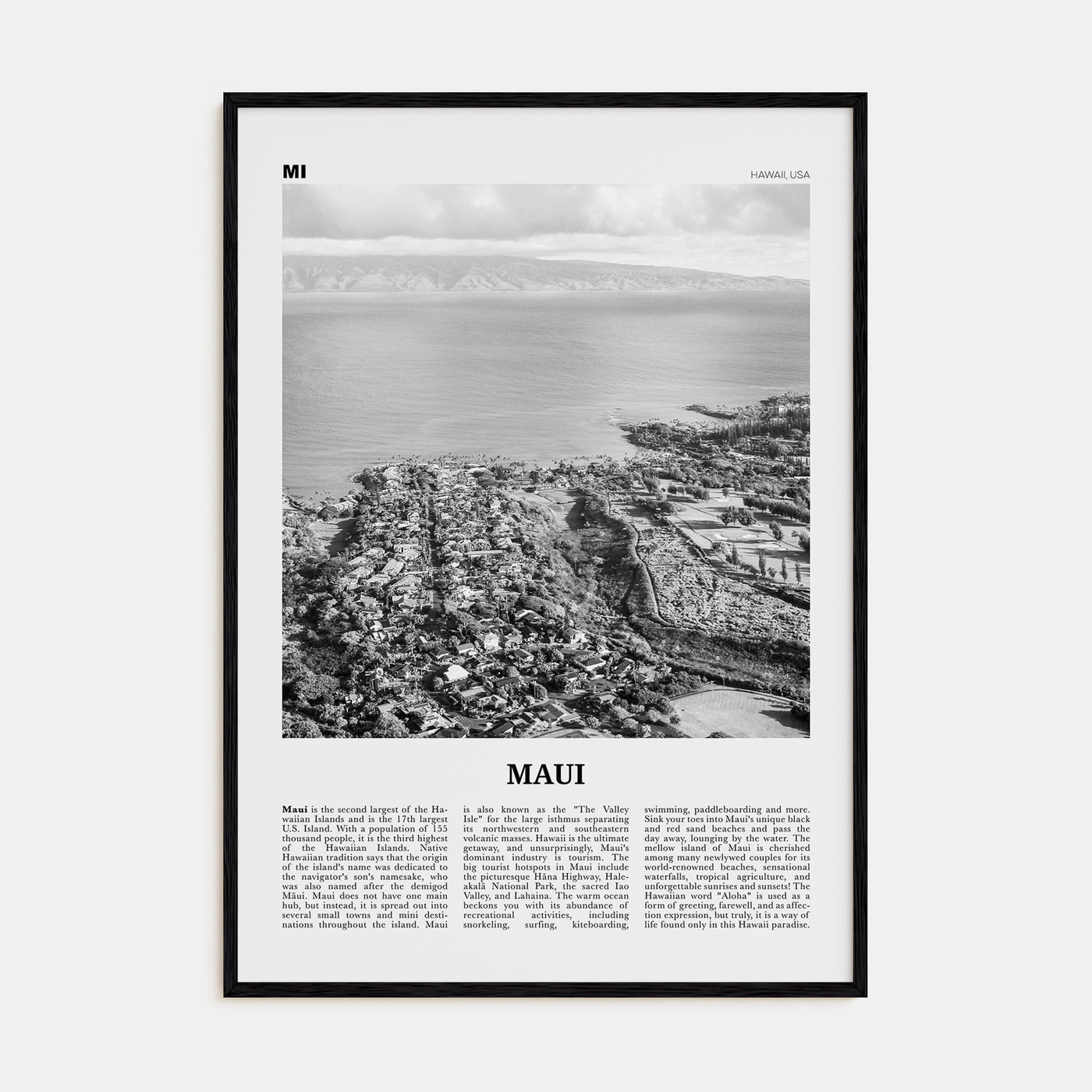 Maui Travel B&W No 2 Poster