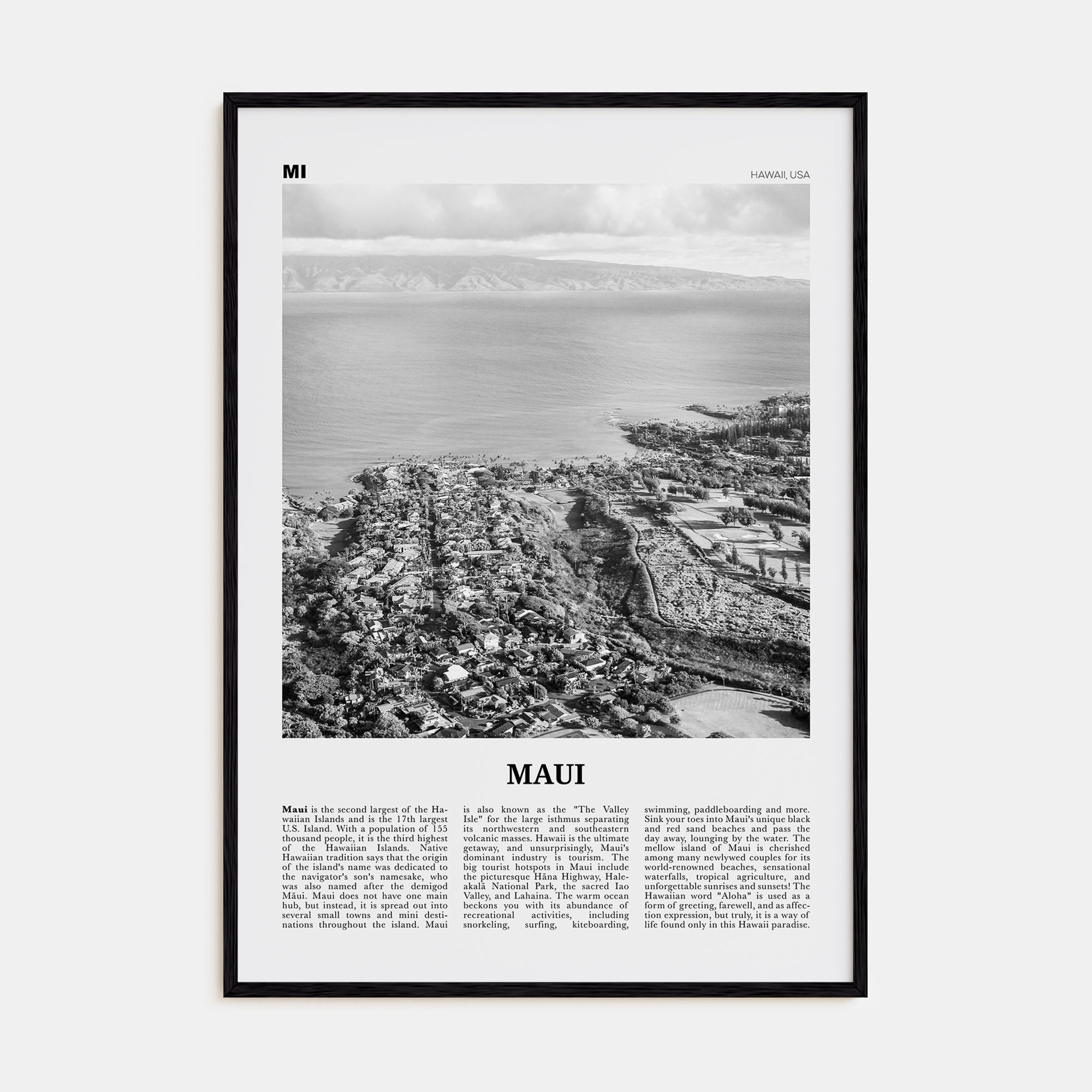 Maui Travel B&W No 2 Poster