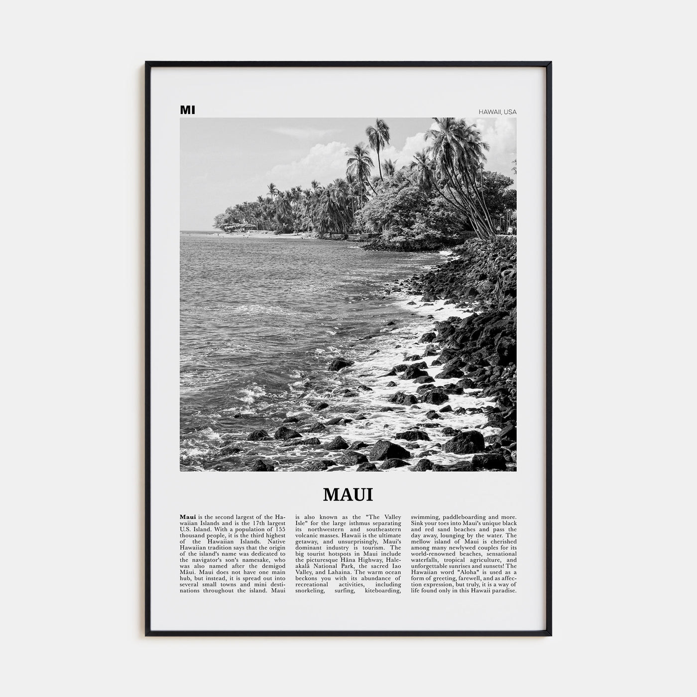 Maui Travel B&W No 3 Poster