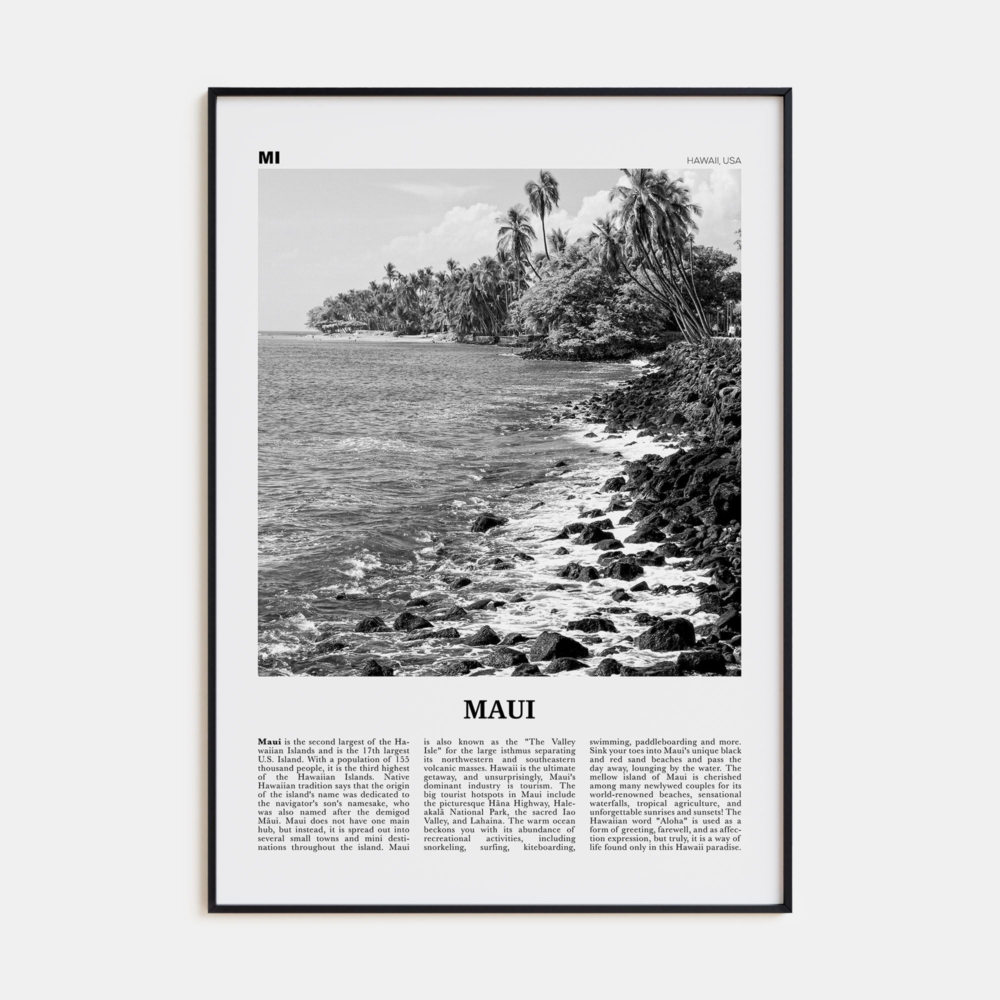 Maui Travel B&W No 3 Poster