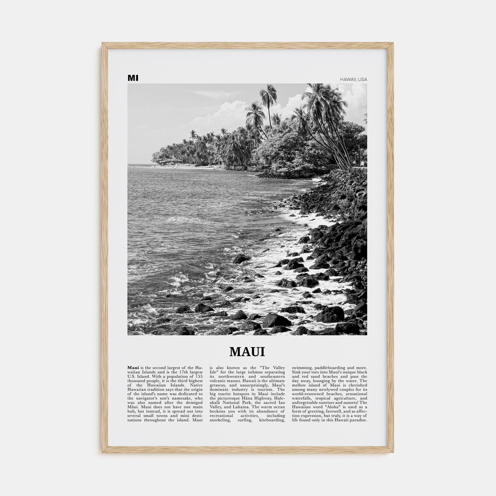 Maui Travel B&W No 3 Poster