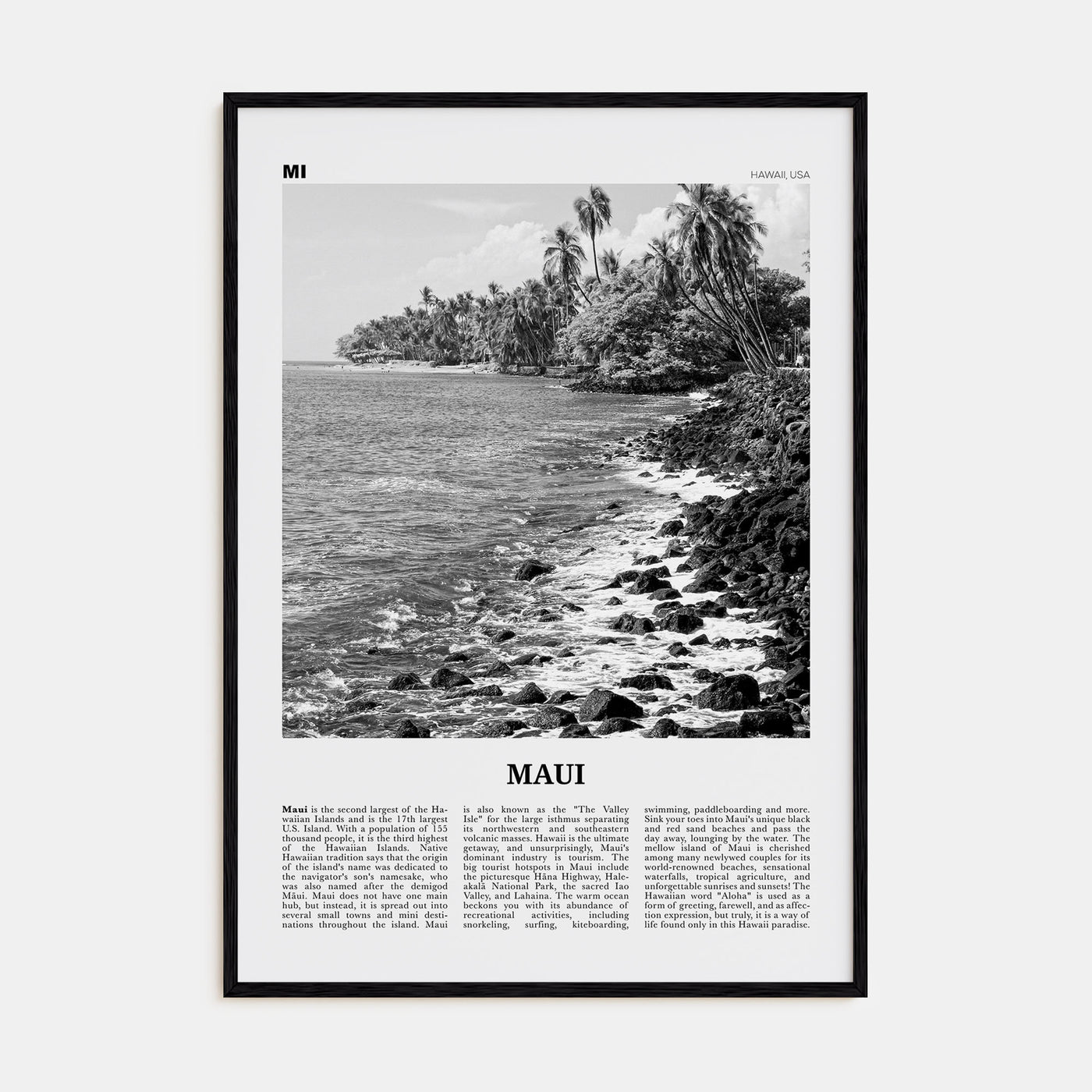 Maui Travel B&W No 3 Poster