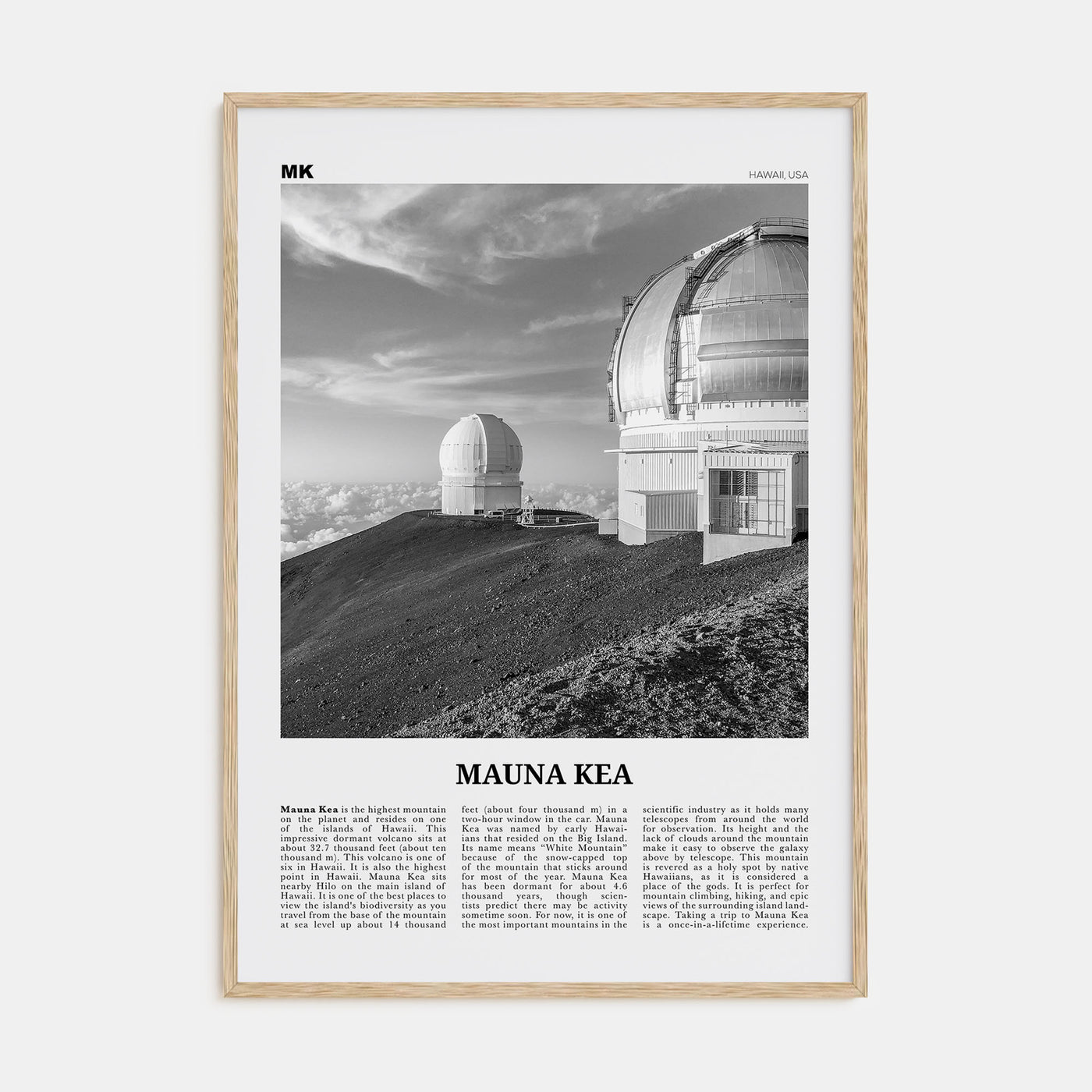 Mauna Kea Travel B&W Poster