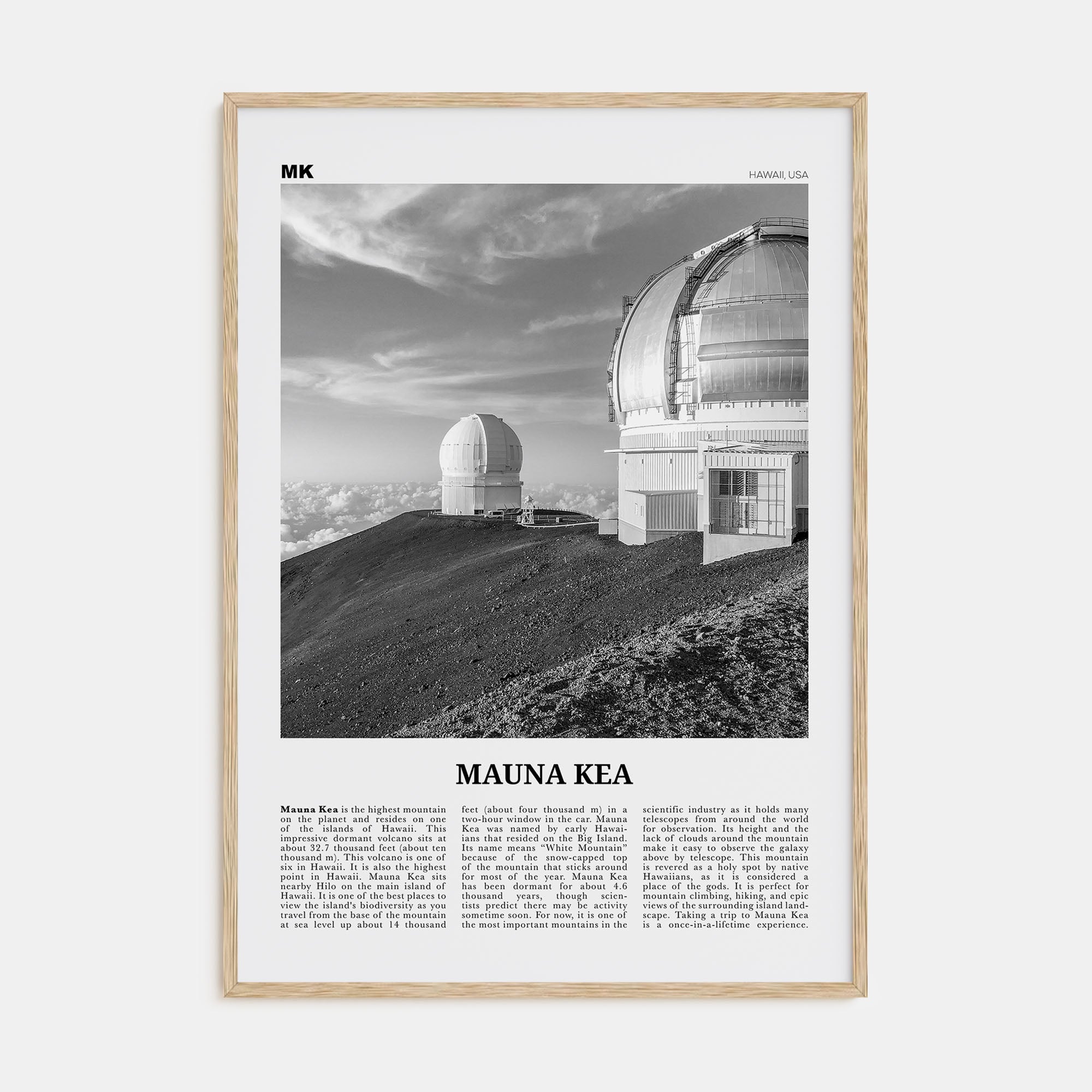 Mauna Kea Travel B&W Poster
