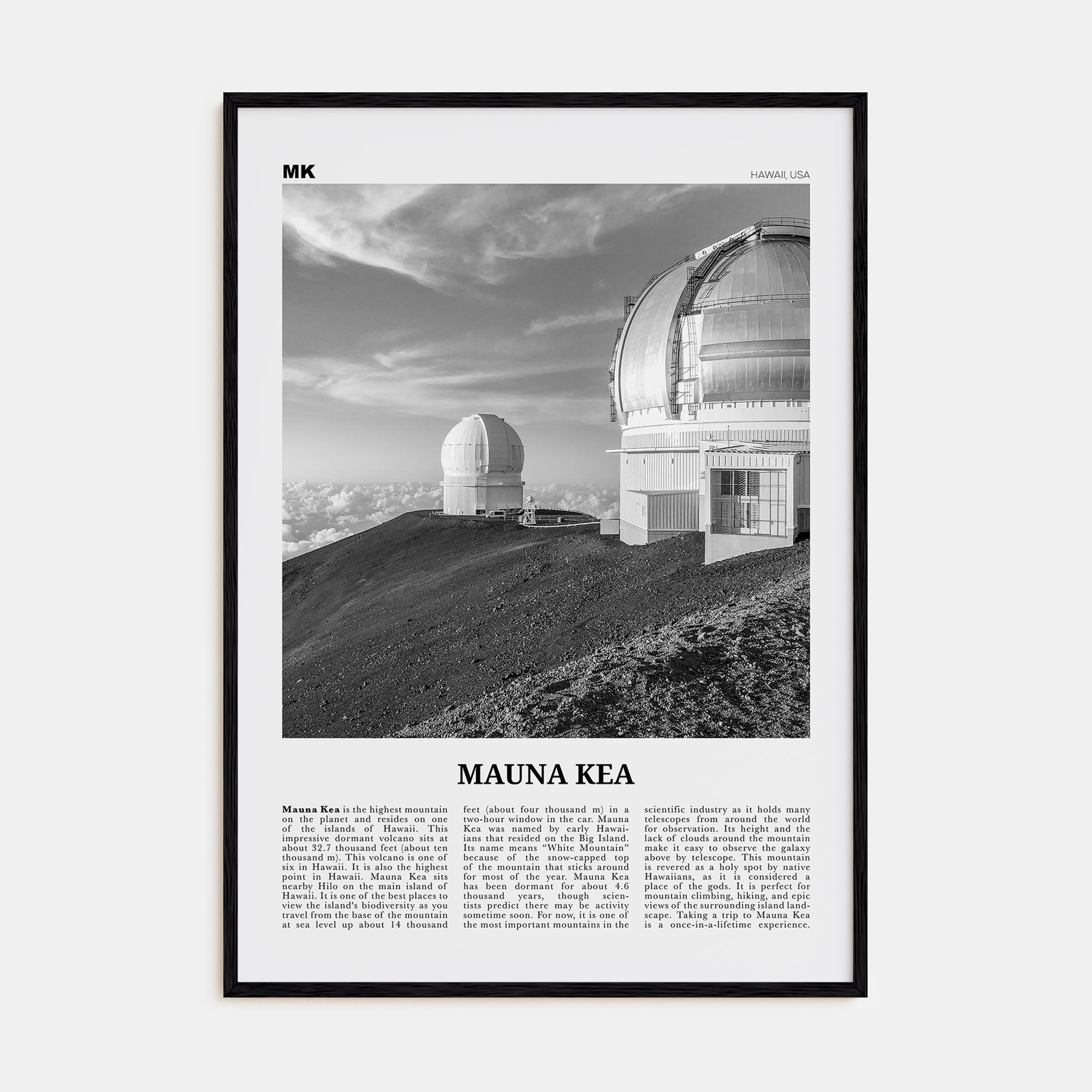 Mauna Kea Travel B&W Poster