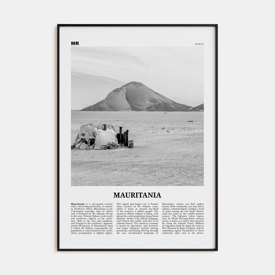 Mauritania Travel B&W Poster