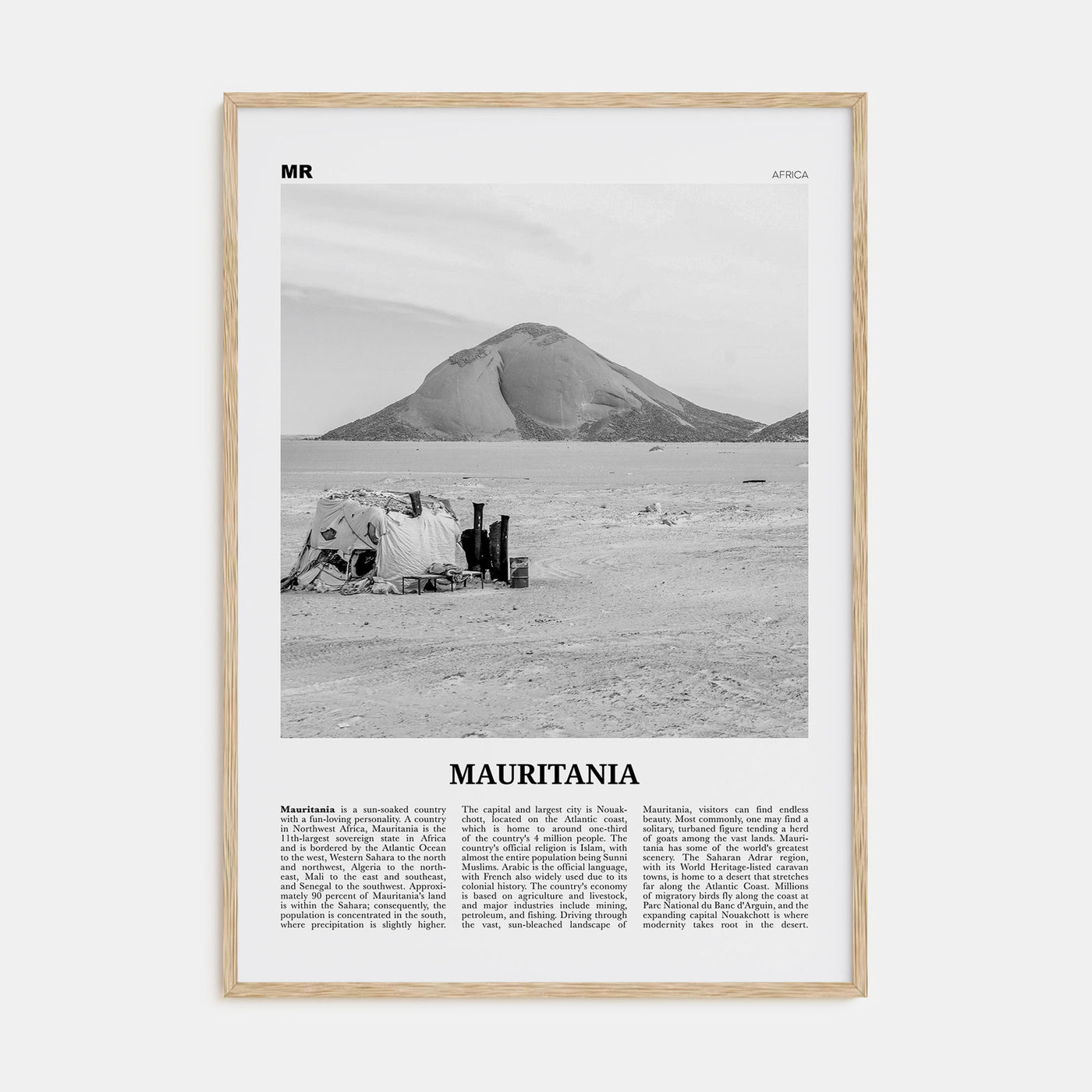 Mauritania Travel B&W Poster