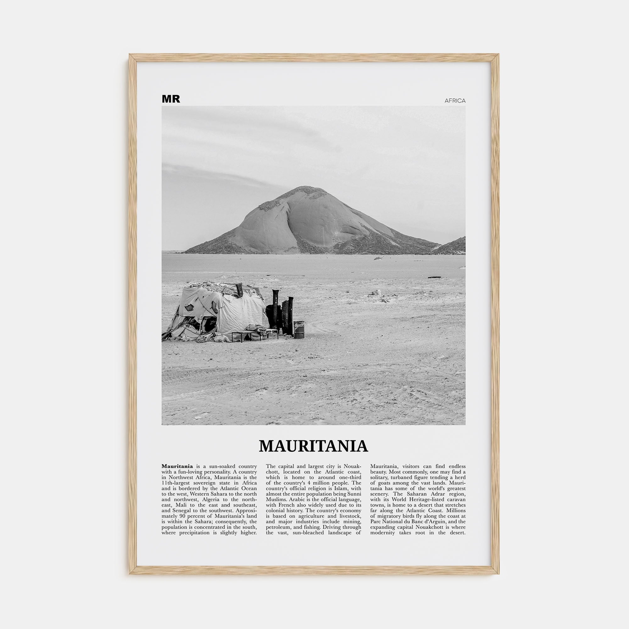 Mauritania Travel B&W Poster