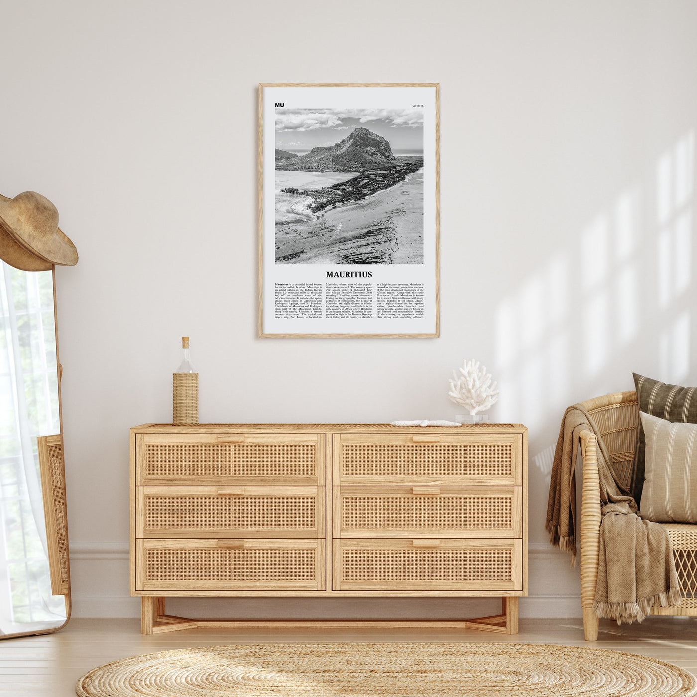 Mauritius Travel B&W Poster