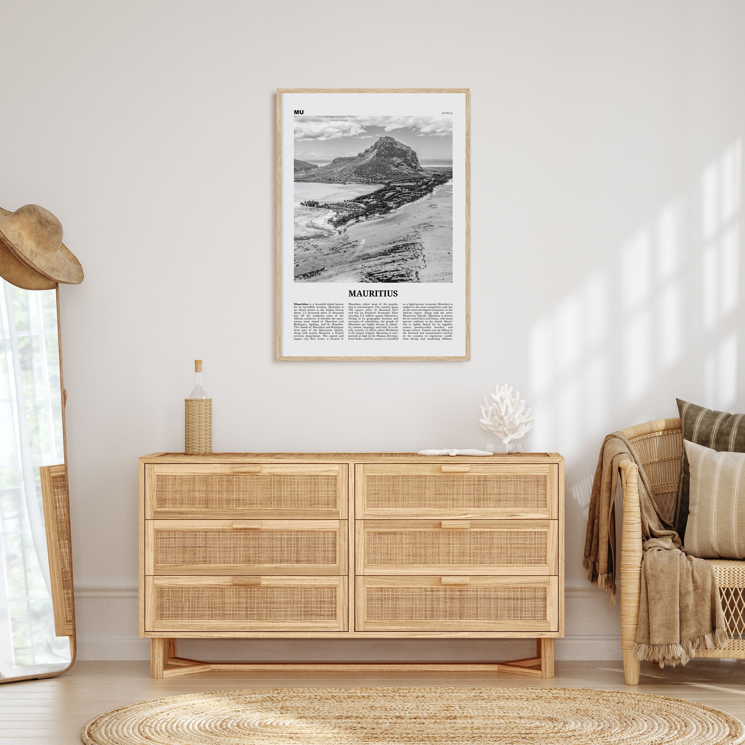 Mauritius Travel B&W Poster