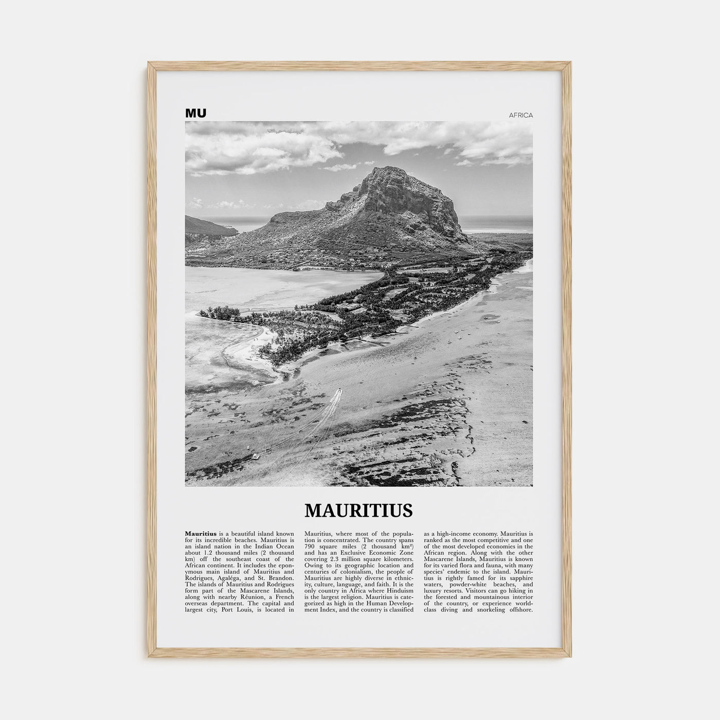 Mauritius Travel B&W Poster