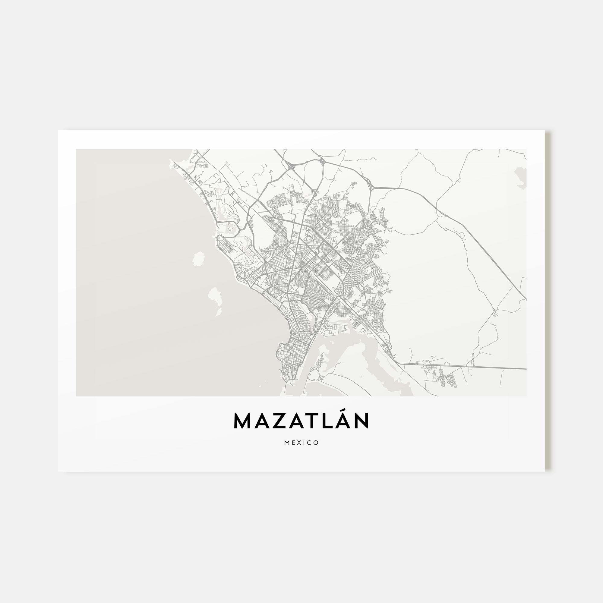 Mazatlán Map Landscape Poster