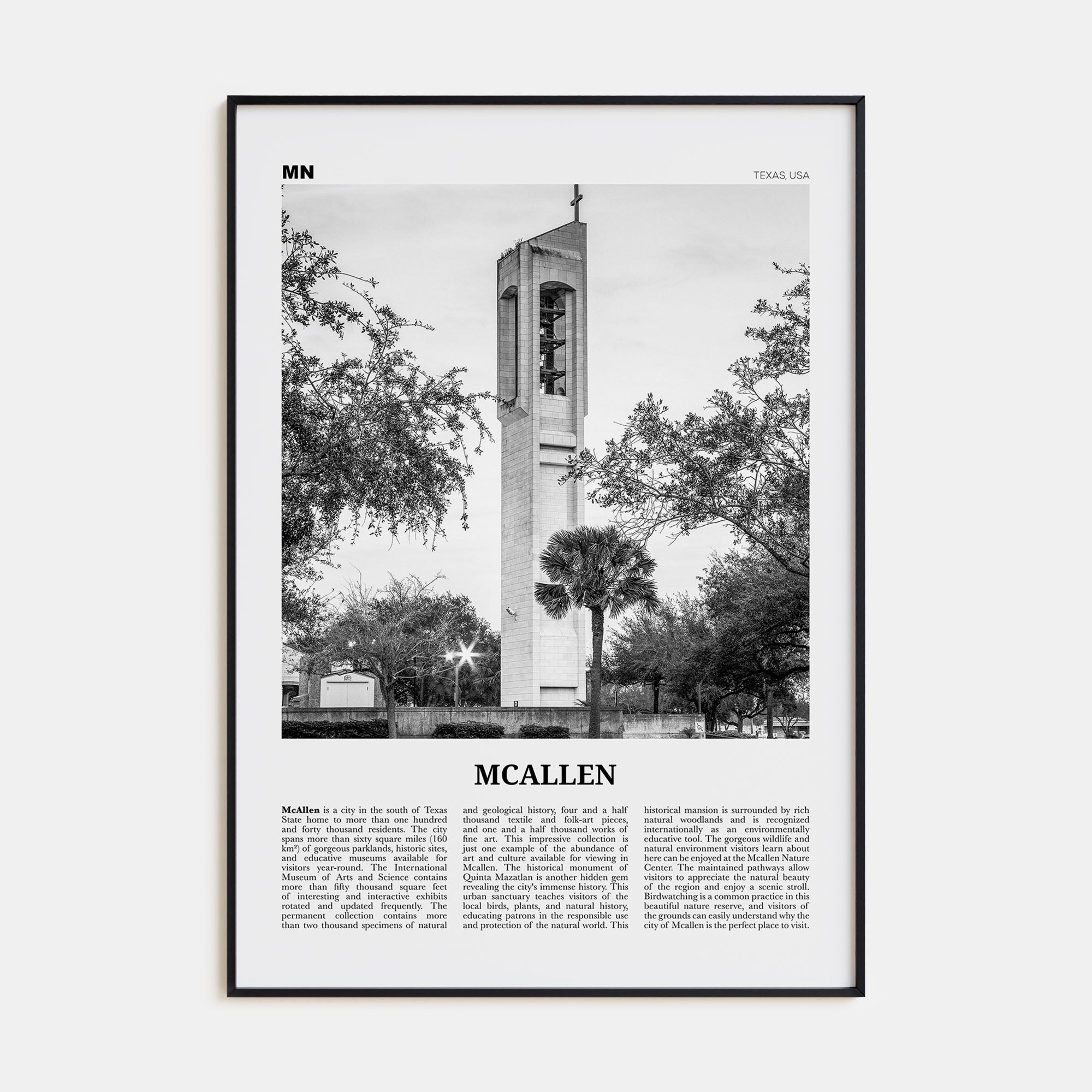 McAllen Travel B&W Poster