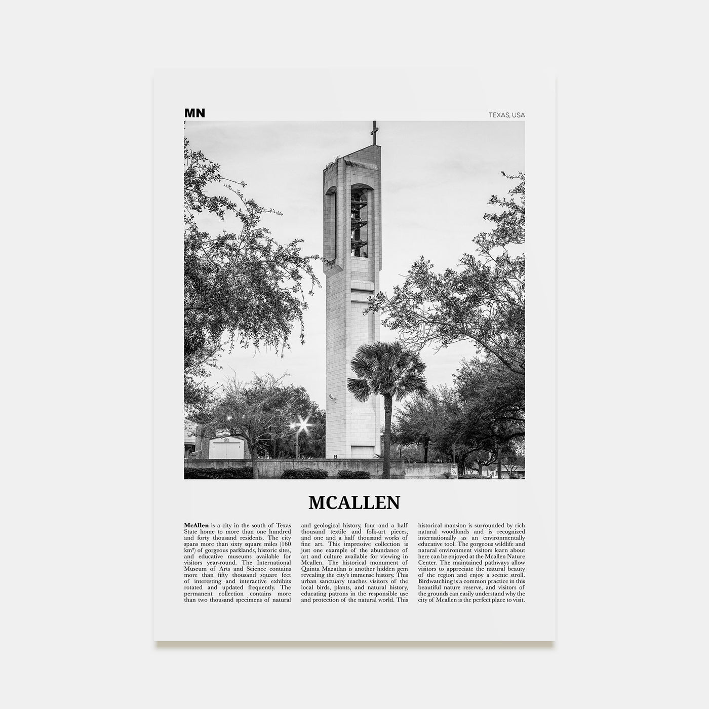 McAllen Travel B&W Poster
