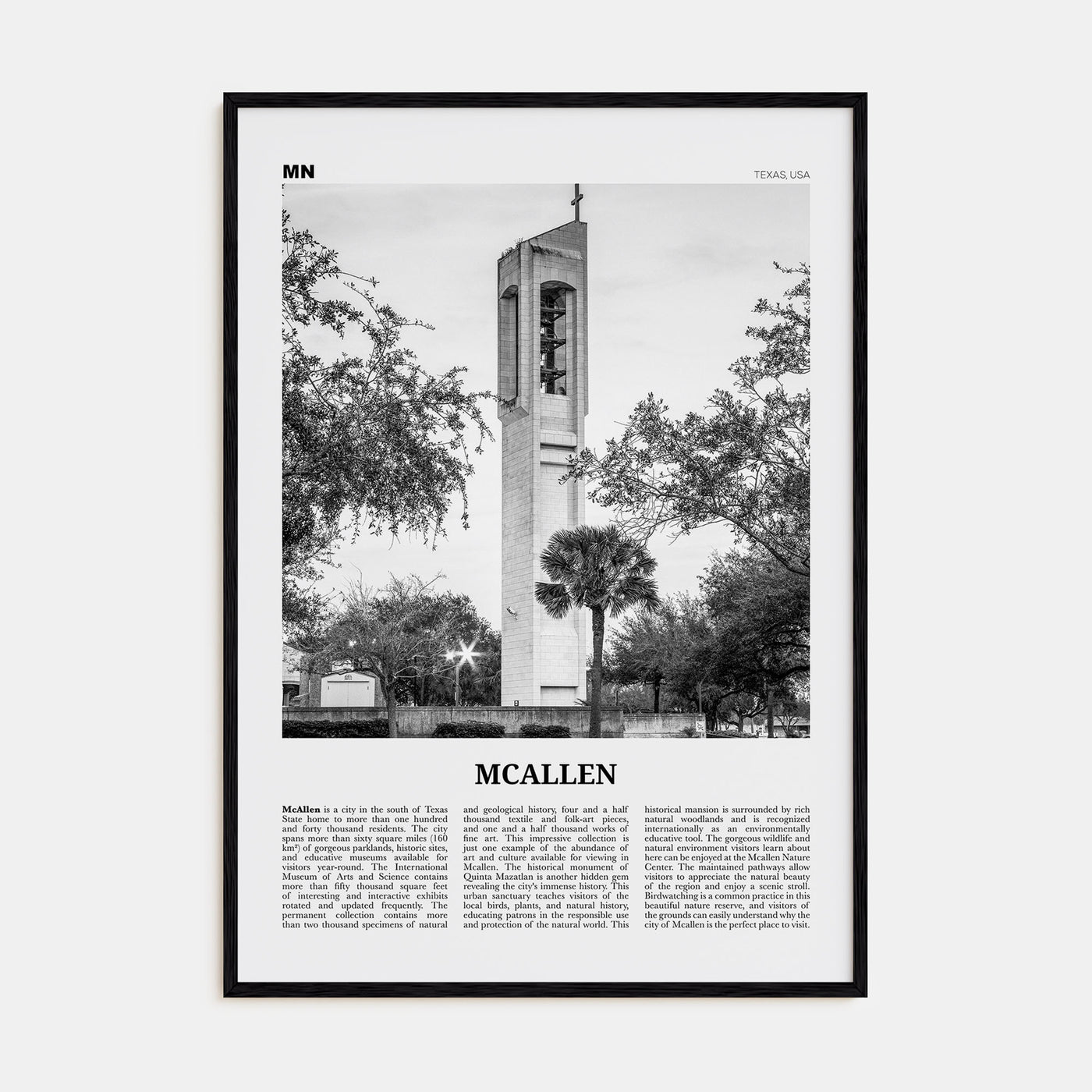 McAllen Travel B&W Poster