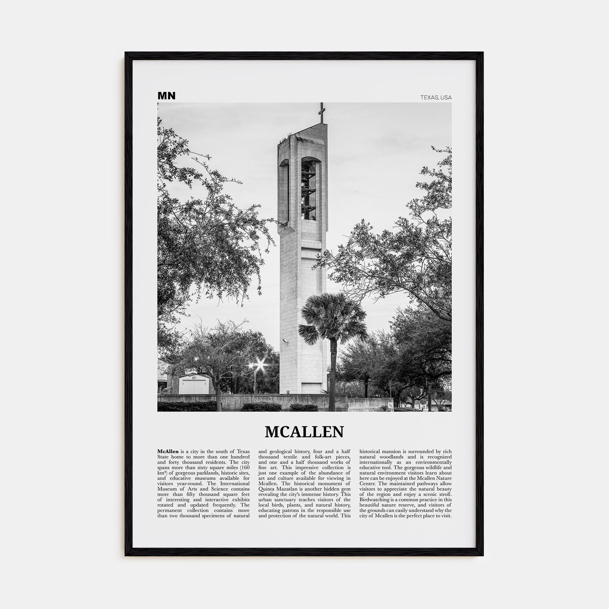 McAllen Travel B&W Poster