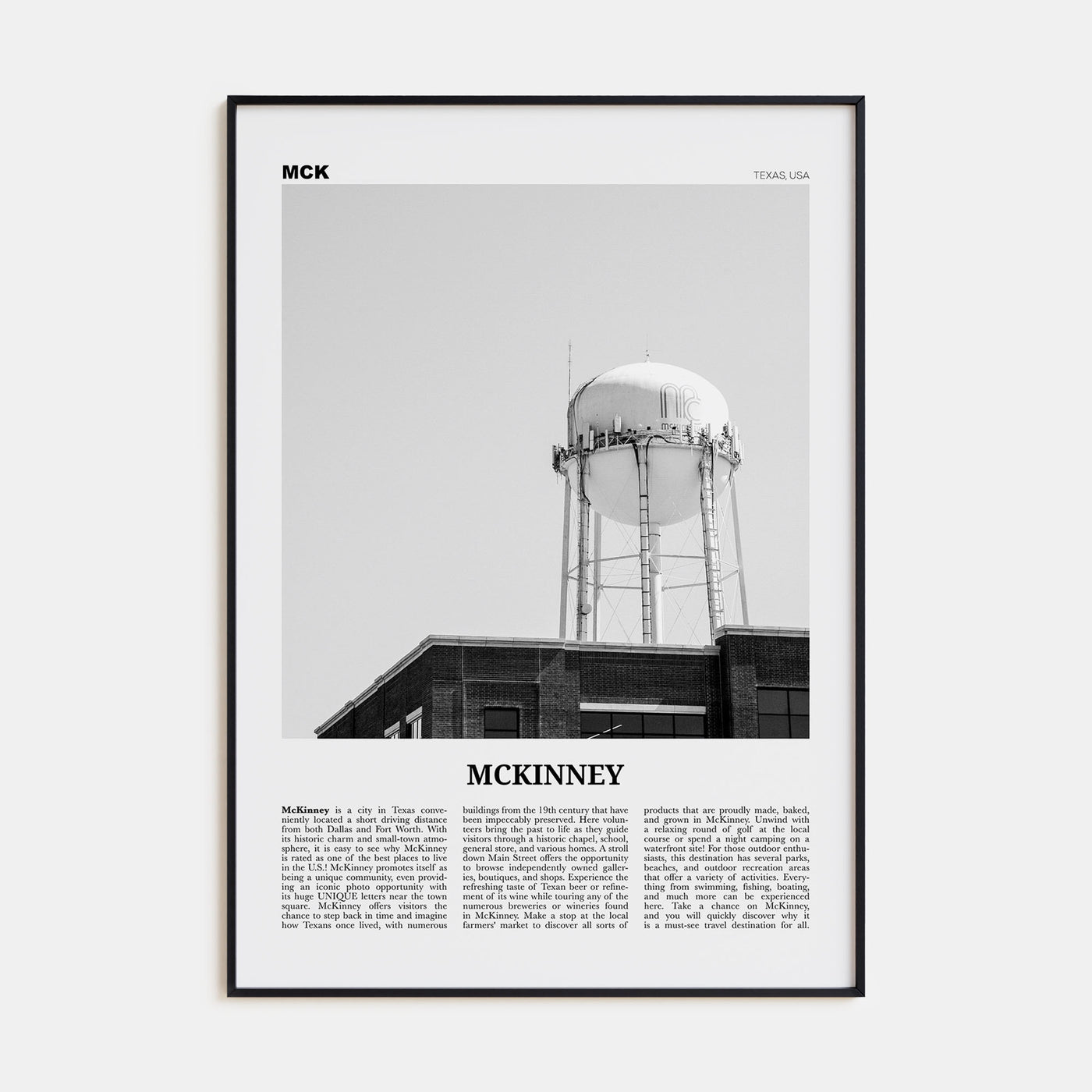 McKinney Travel B&W Poster