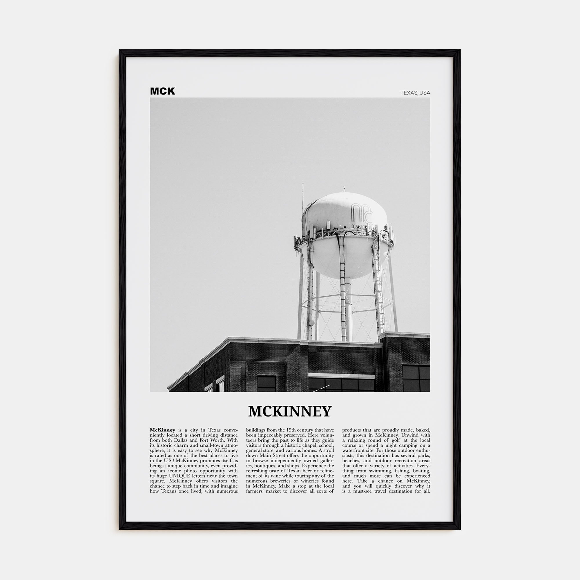 McKinney Travel B&W Poster