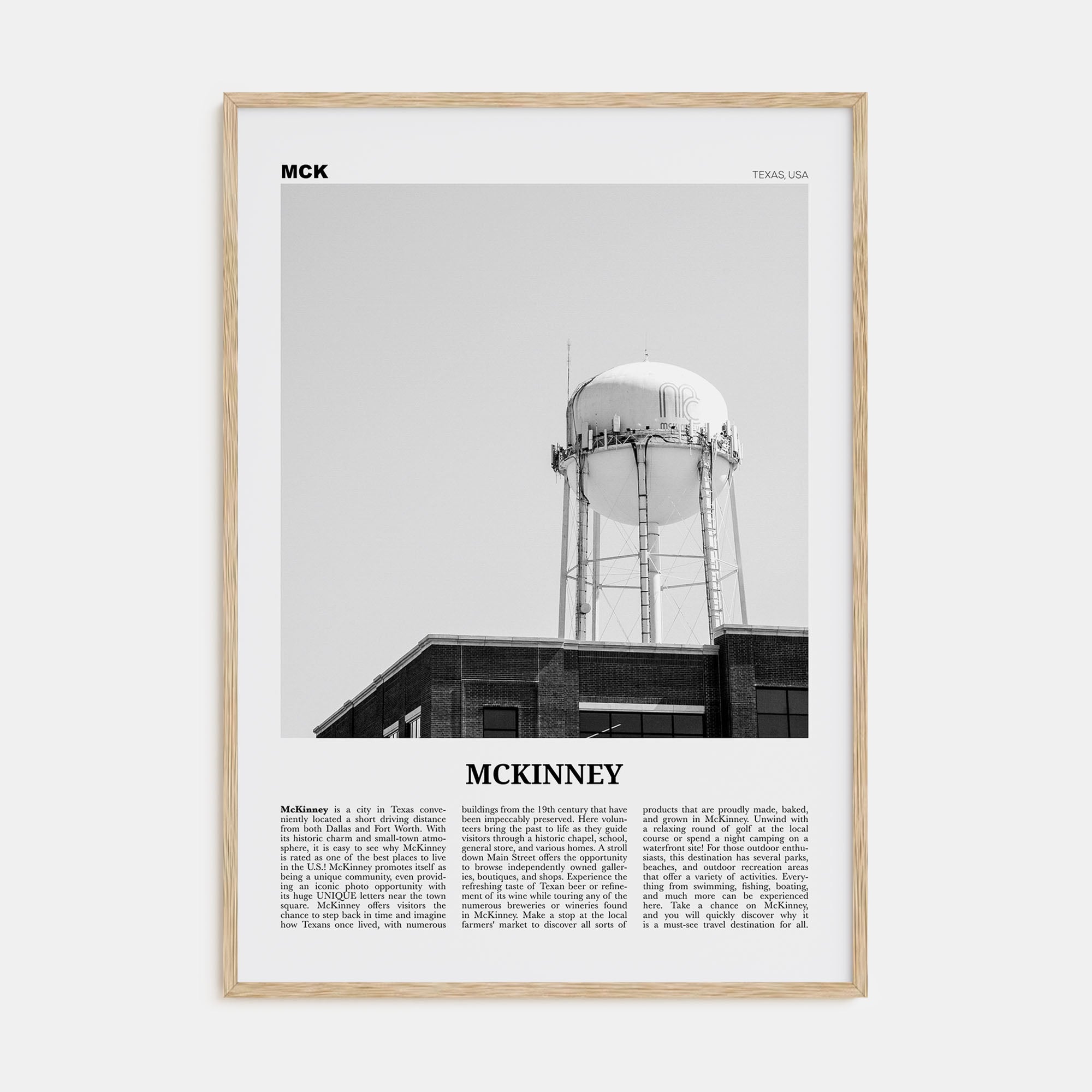 McKinney Travel B&W Poster