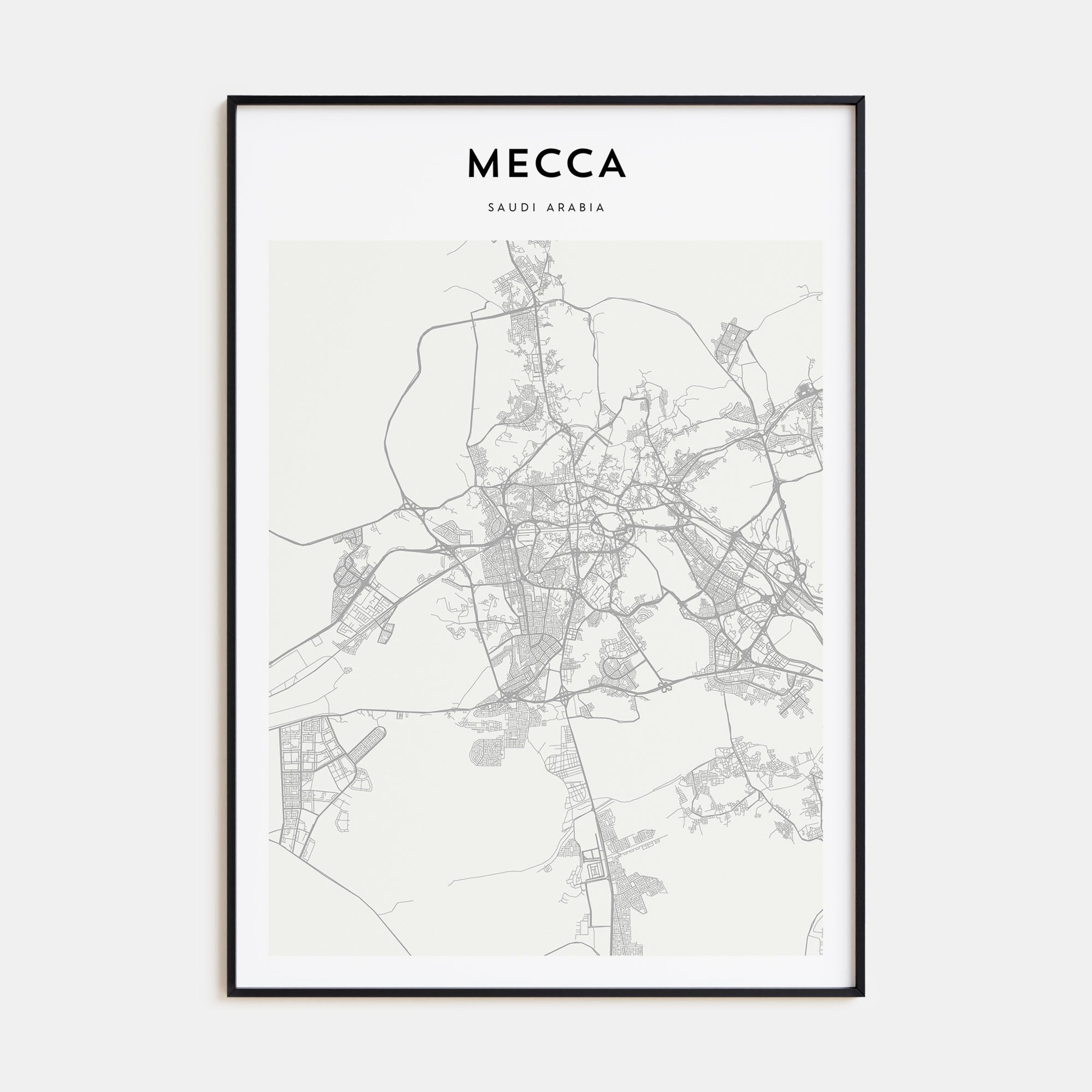 Mecca Map Portrait Poster