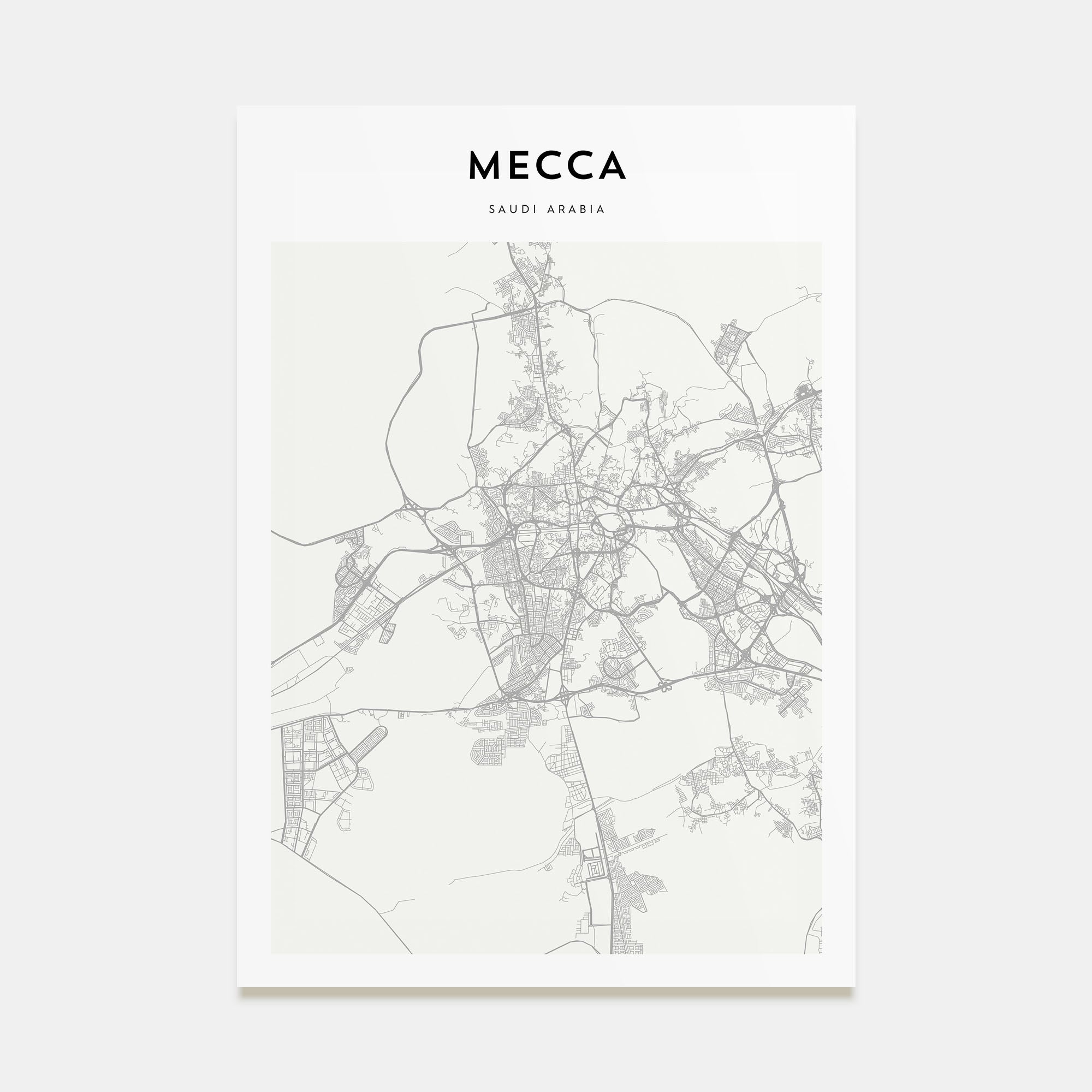 Mecca Map Portrait Poster