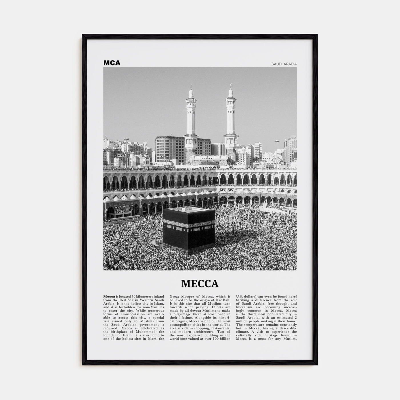 Mecca Travel B&W Poster