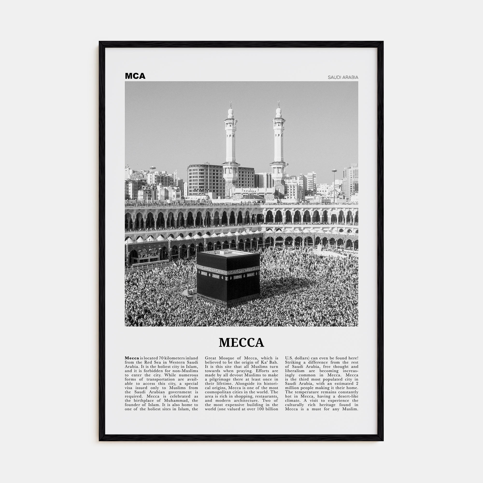 Mecca Travel B&W Poster