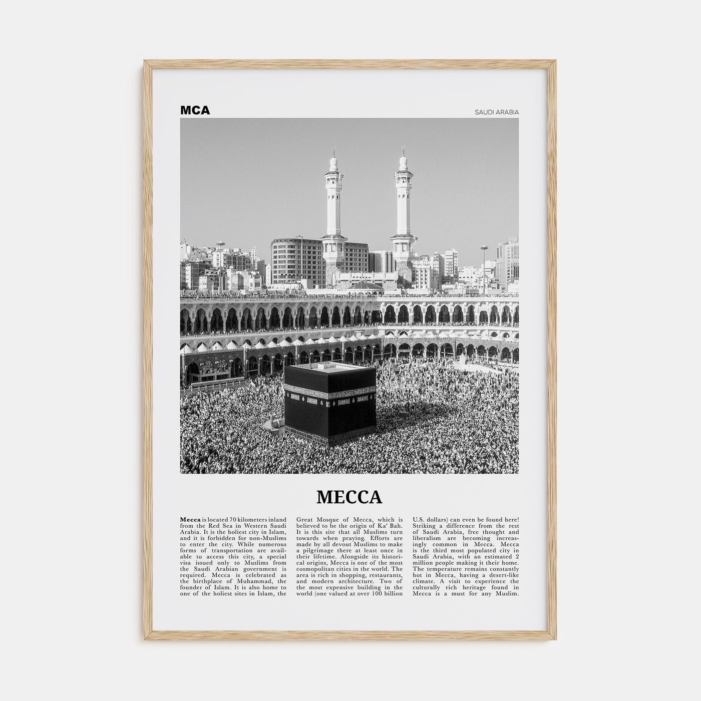 Mecca Travel B&W Poster
