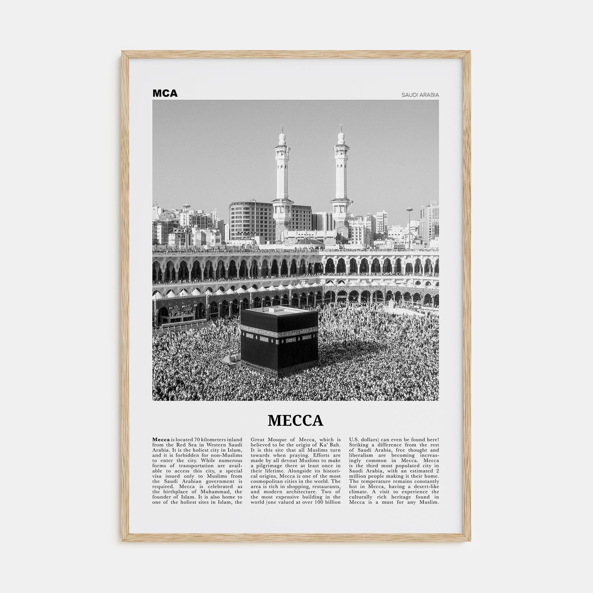 Mecca Travel B&W Poster