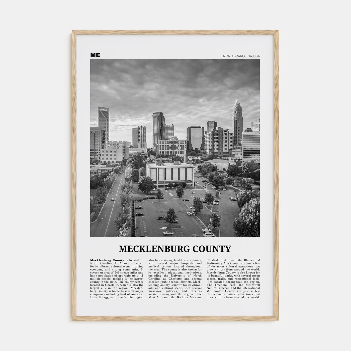 Mecklenburg County Travel B&W Poster