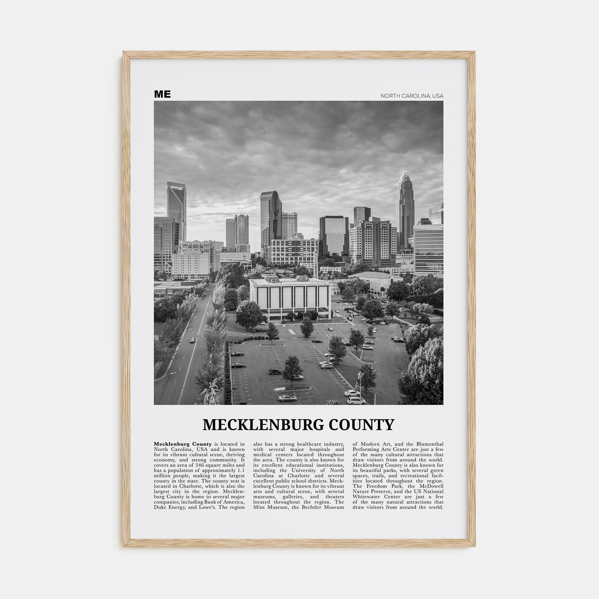 Mecklenburg County Travel B&W Poster