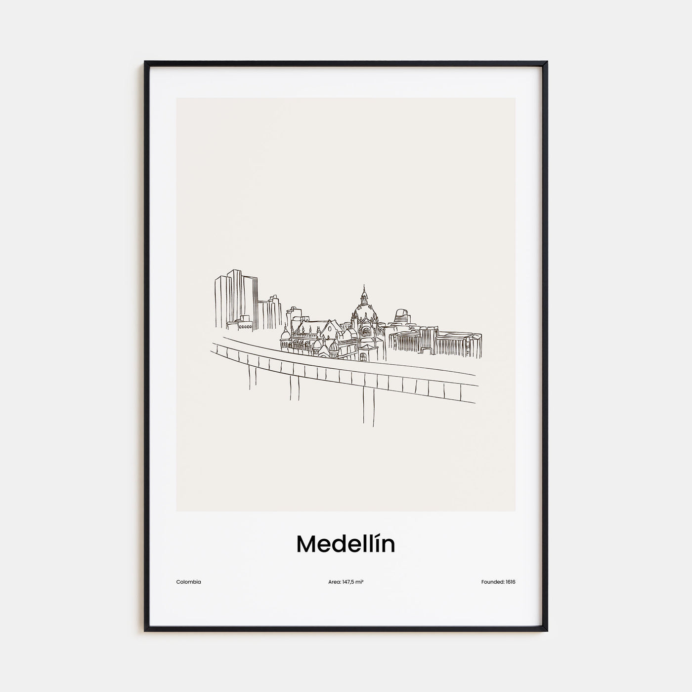 Medellín Drawn Poster