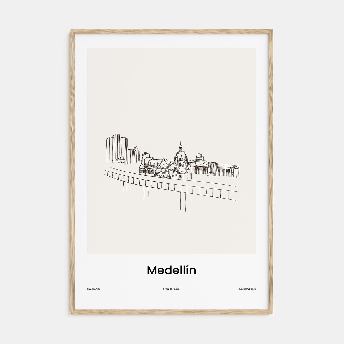 Medellín Drawn Poster