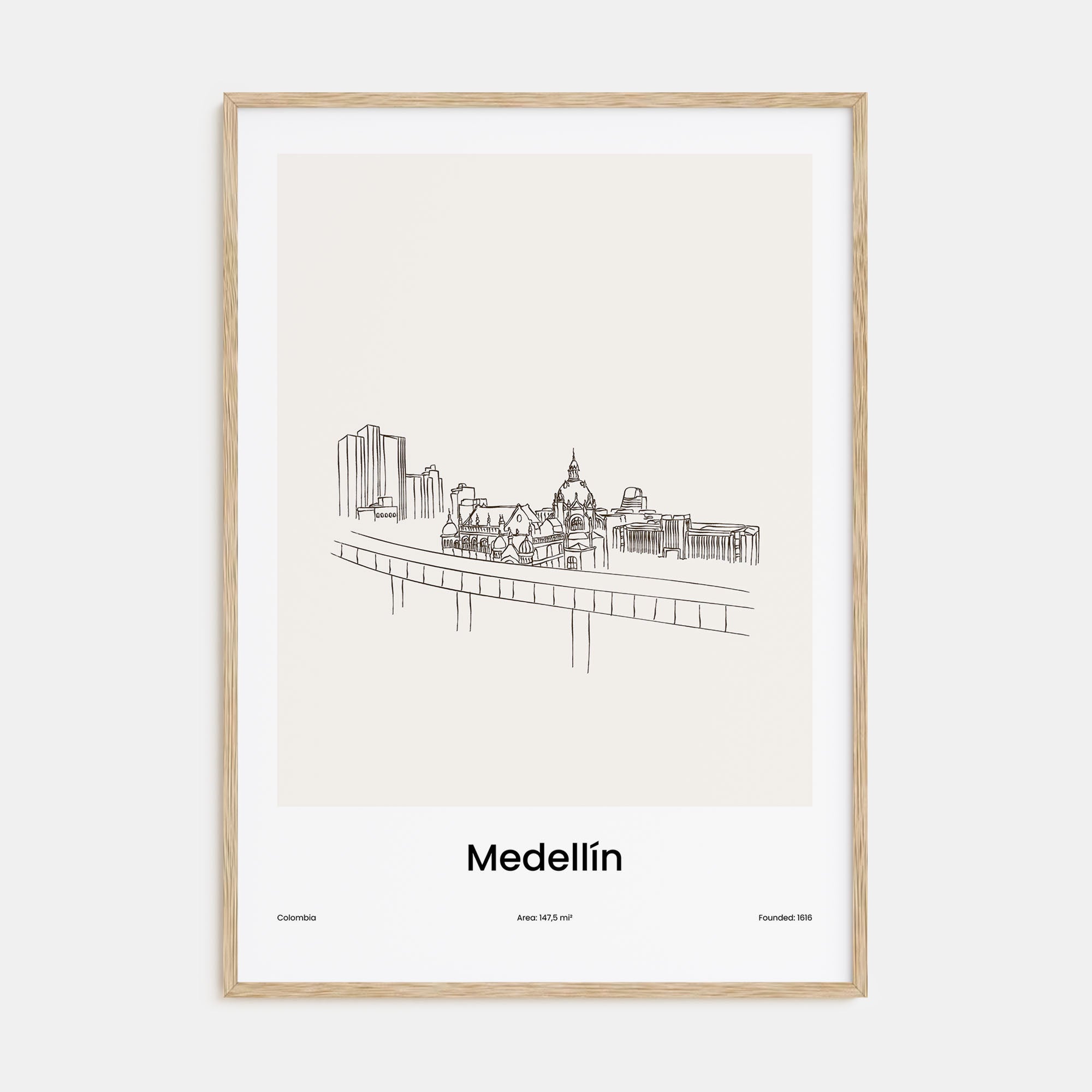 Medellín Drawn Poster