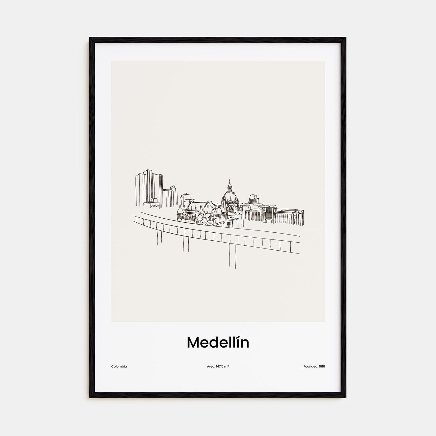 Medellín Drawn Poster