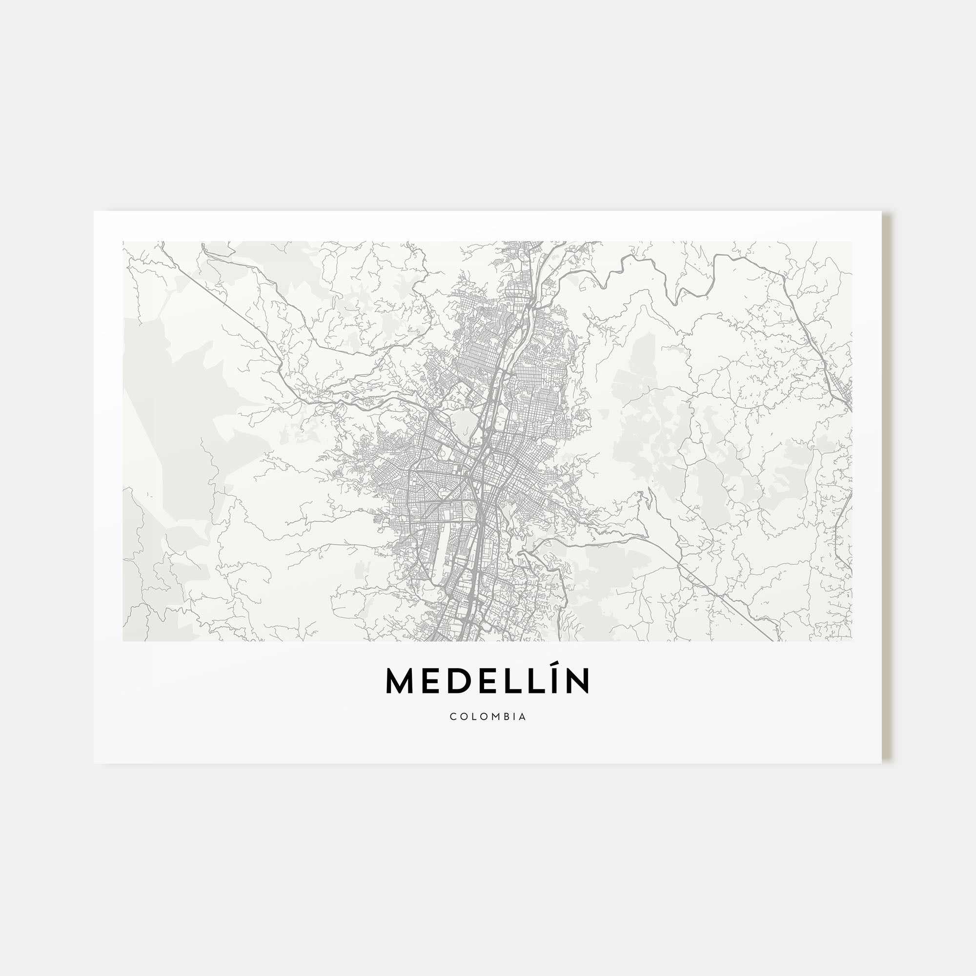 Medellín Map Landscape Poster