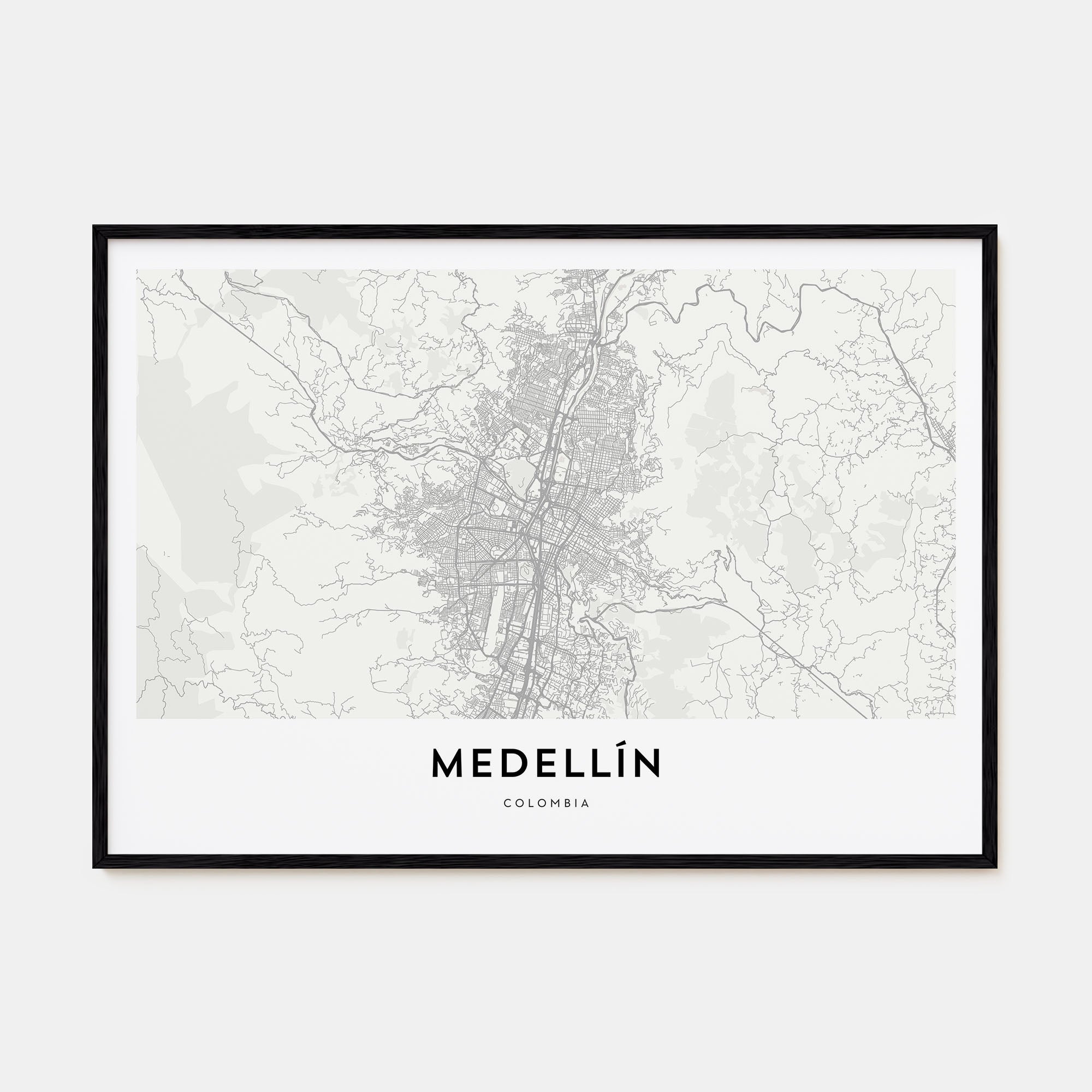 Medellín Map Landscape Poster
