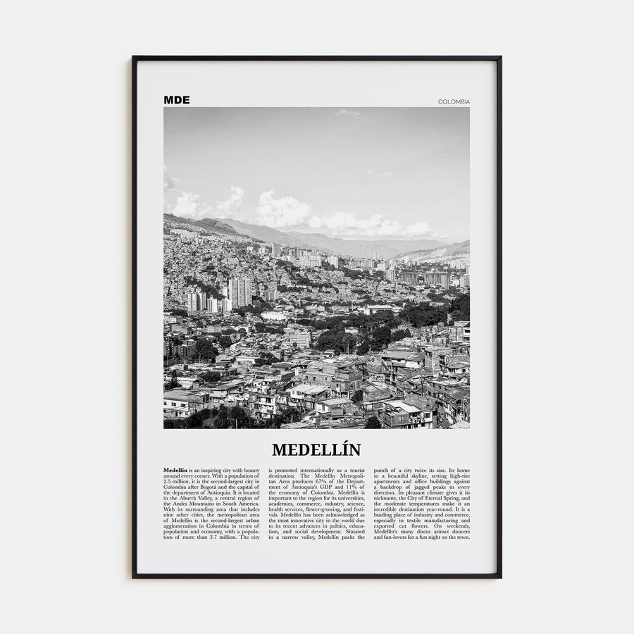 Medellín Travel B&W No 1 Poster