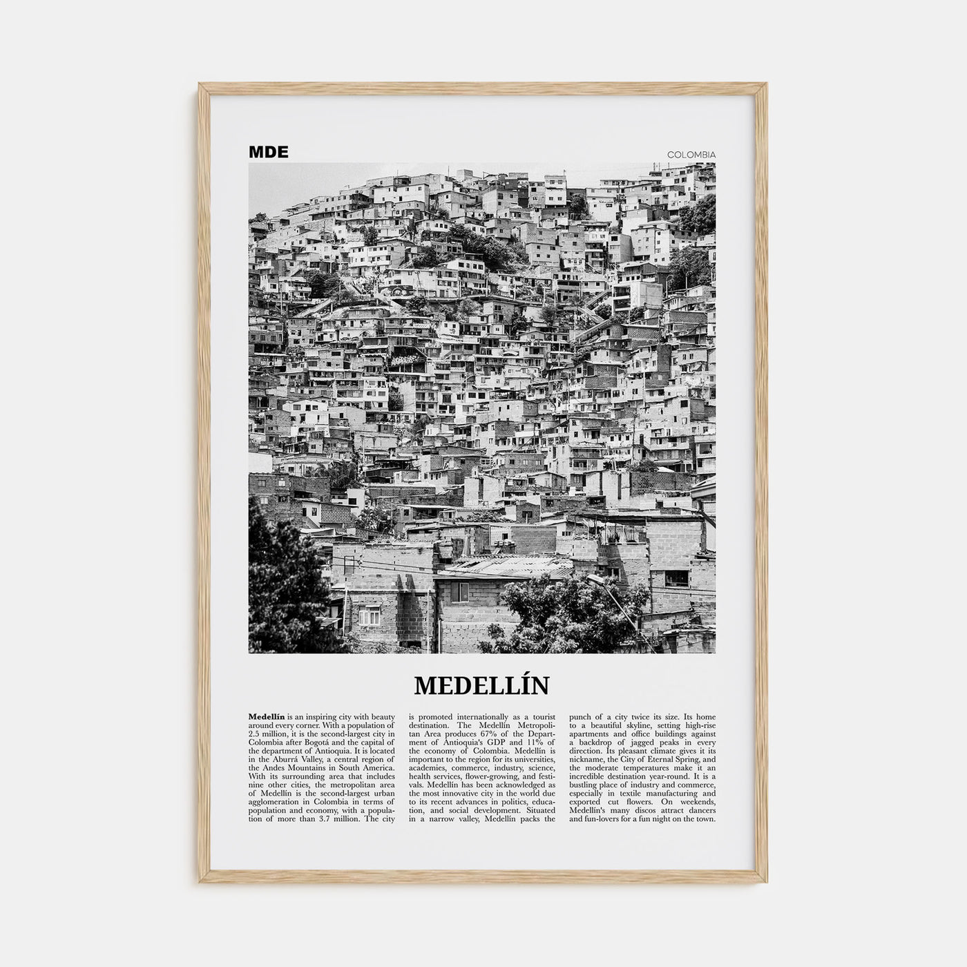 Medellín Travel B&W No 2 Poster